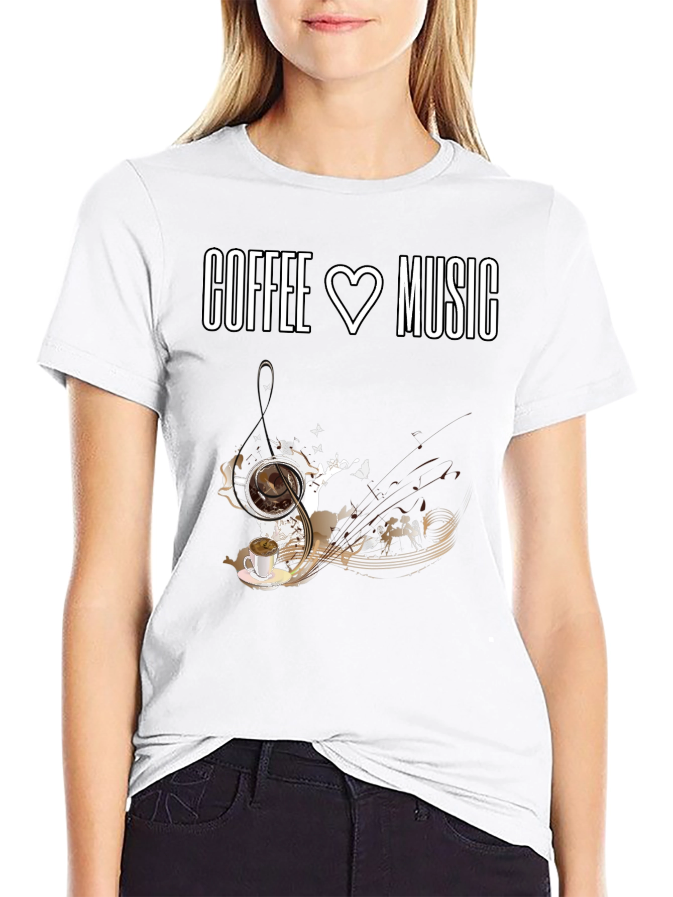 Coffee and Music Lover T-Shirt - Black