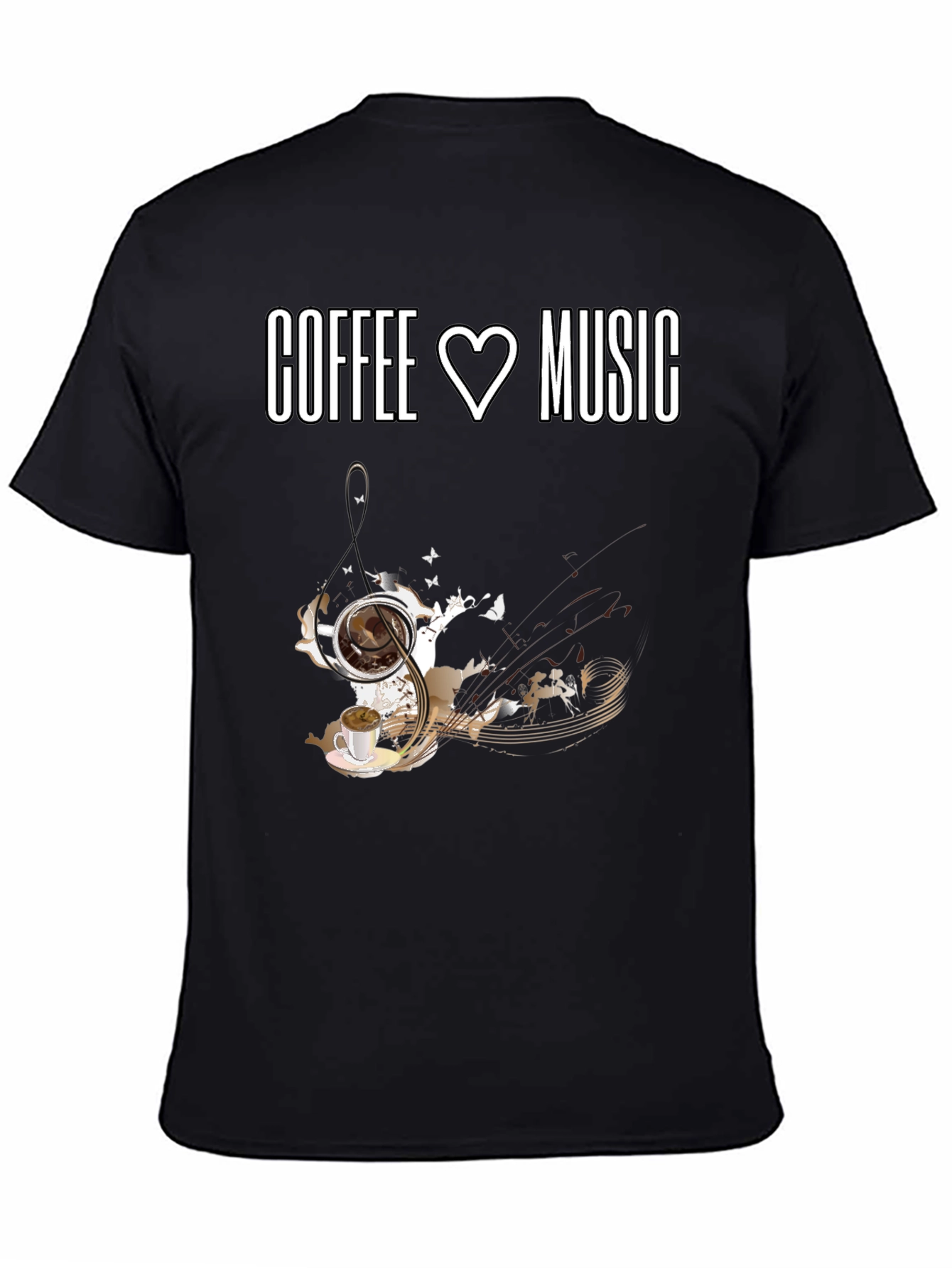 Coffee and Music Lover T-Shirt - Black
