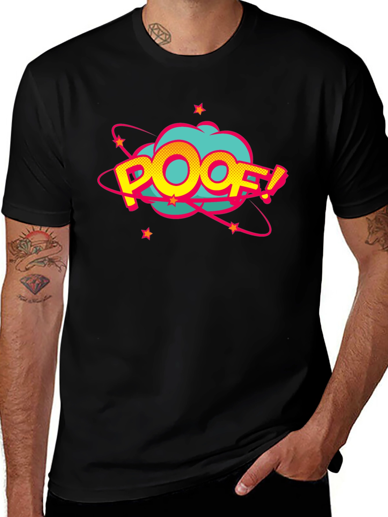 Poof! Graphic Print Black T-Shirt