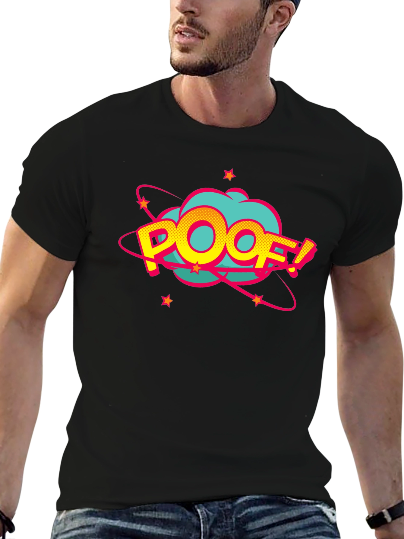 Poof! Graphic Print Black T-Shirt