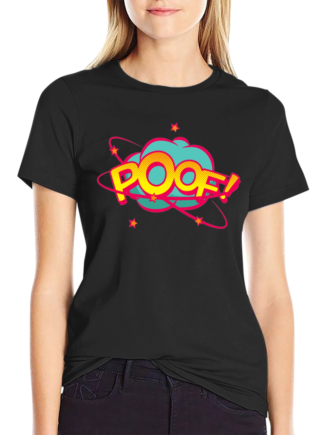 Poof! Graphic Print Black T-Shirt