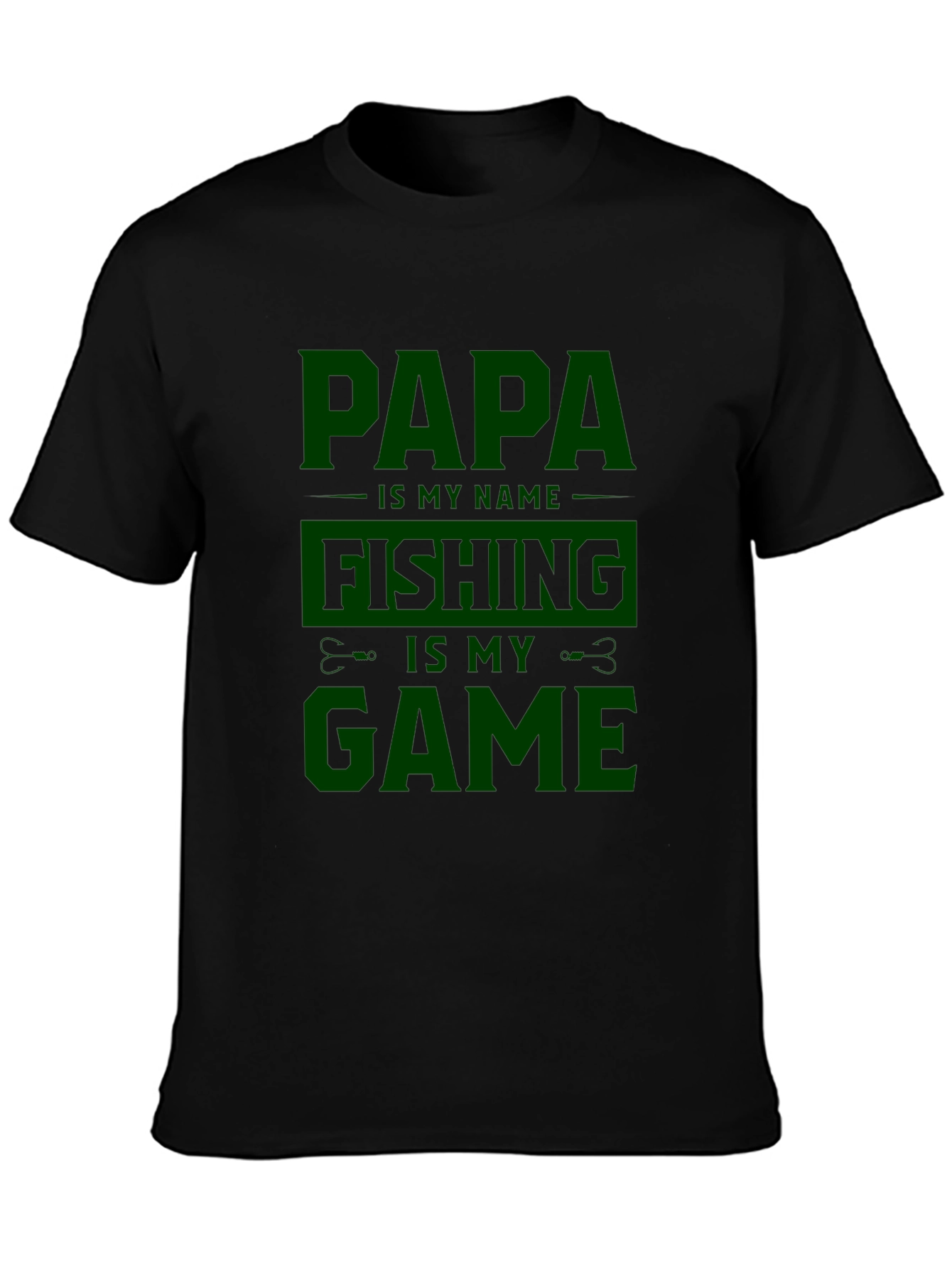 Papa Fishing Game Black T-Shirt