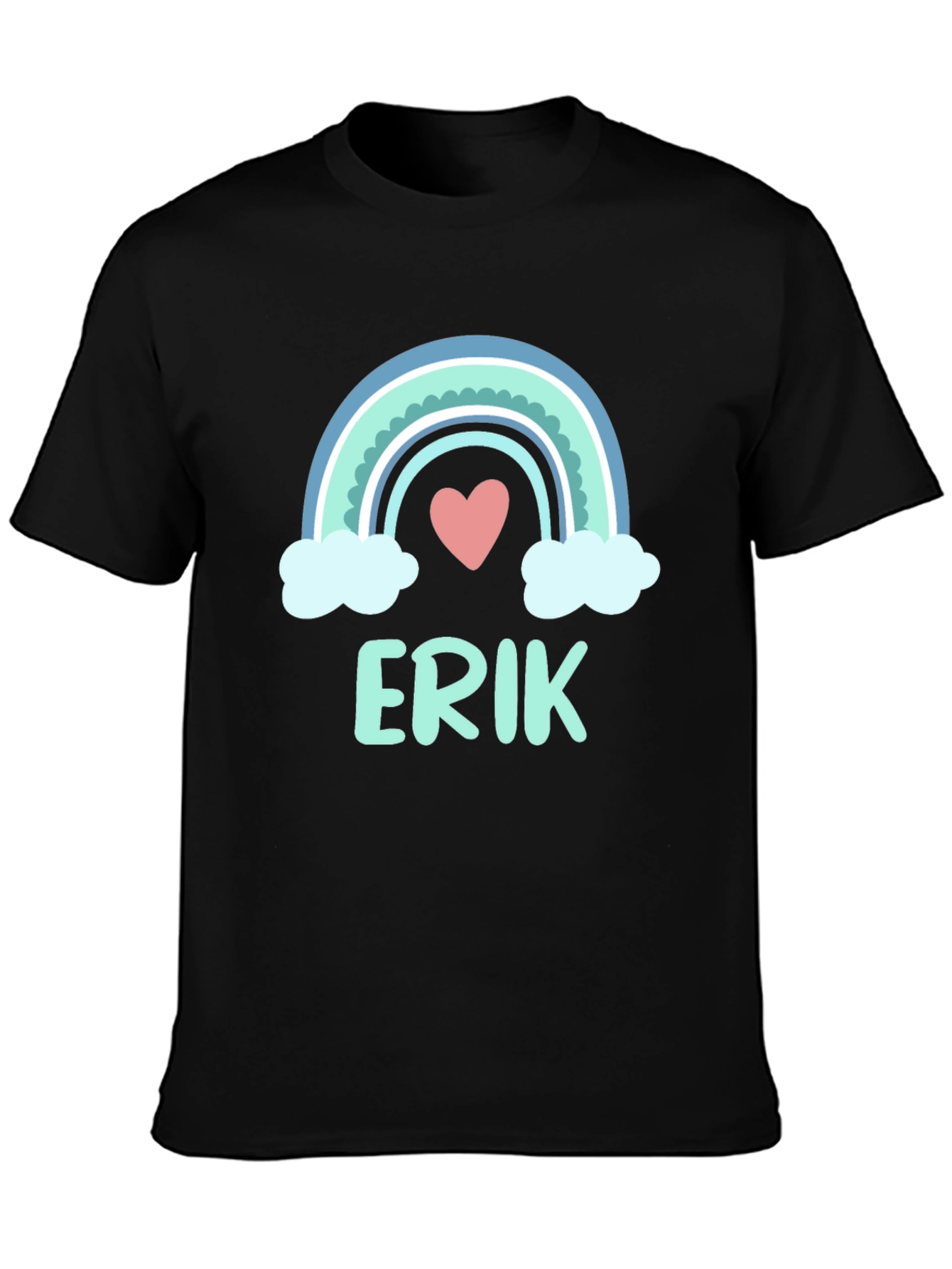 Rainbow Erik Custom Name Black T-Shirt