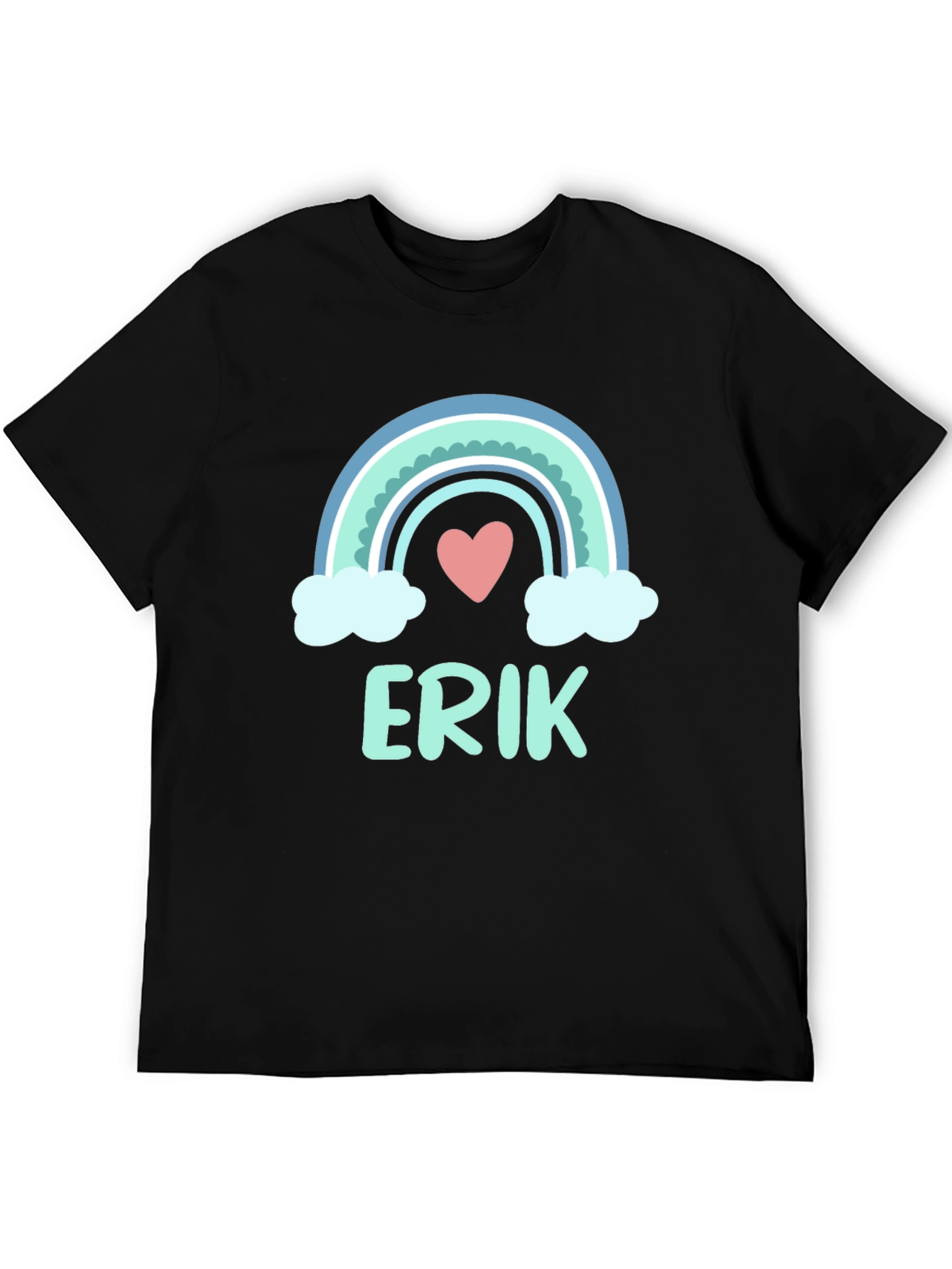 Rainbow Erik Custom Name Black T-Shirt
