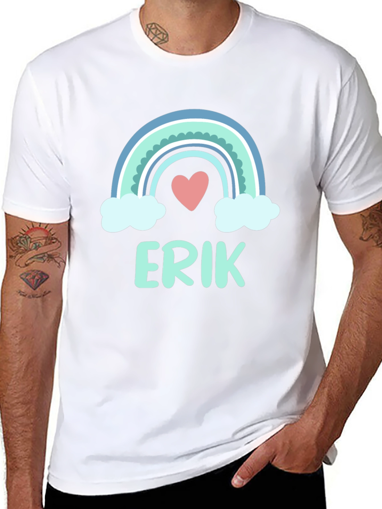 Rainbow Erik Custom Name Black T-Shirt
