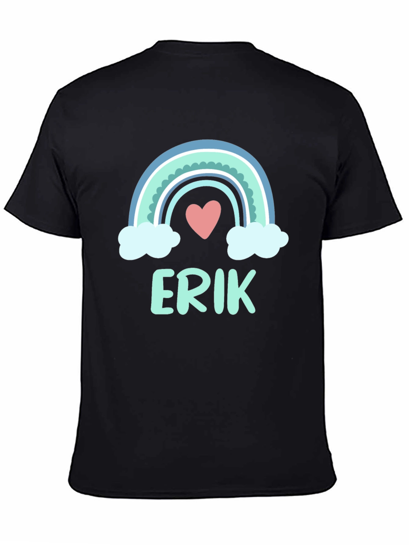 Rainbow Erik Custom Name Black T-Shirt