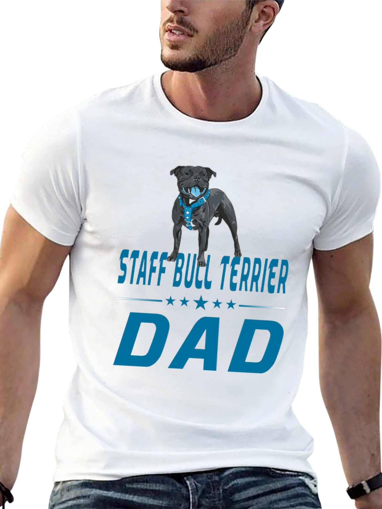 Staff Bull Terrier Dad Graphic T-Shirt