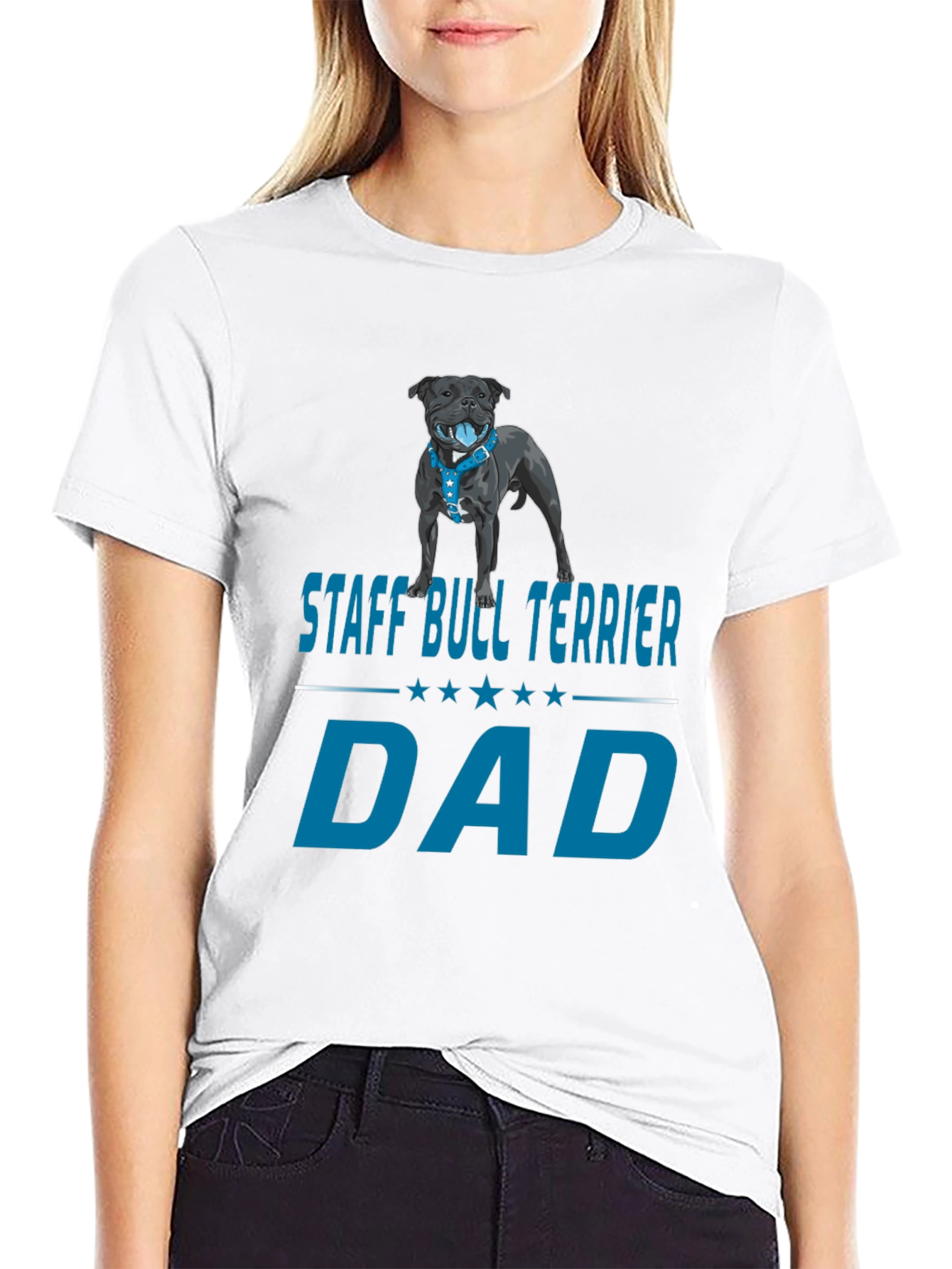 Staff Bull Terrier Dad Graphic T-Shirt