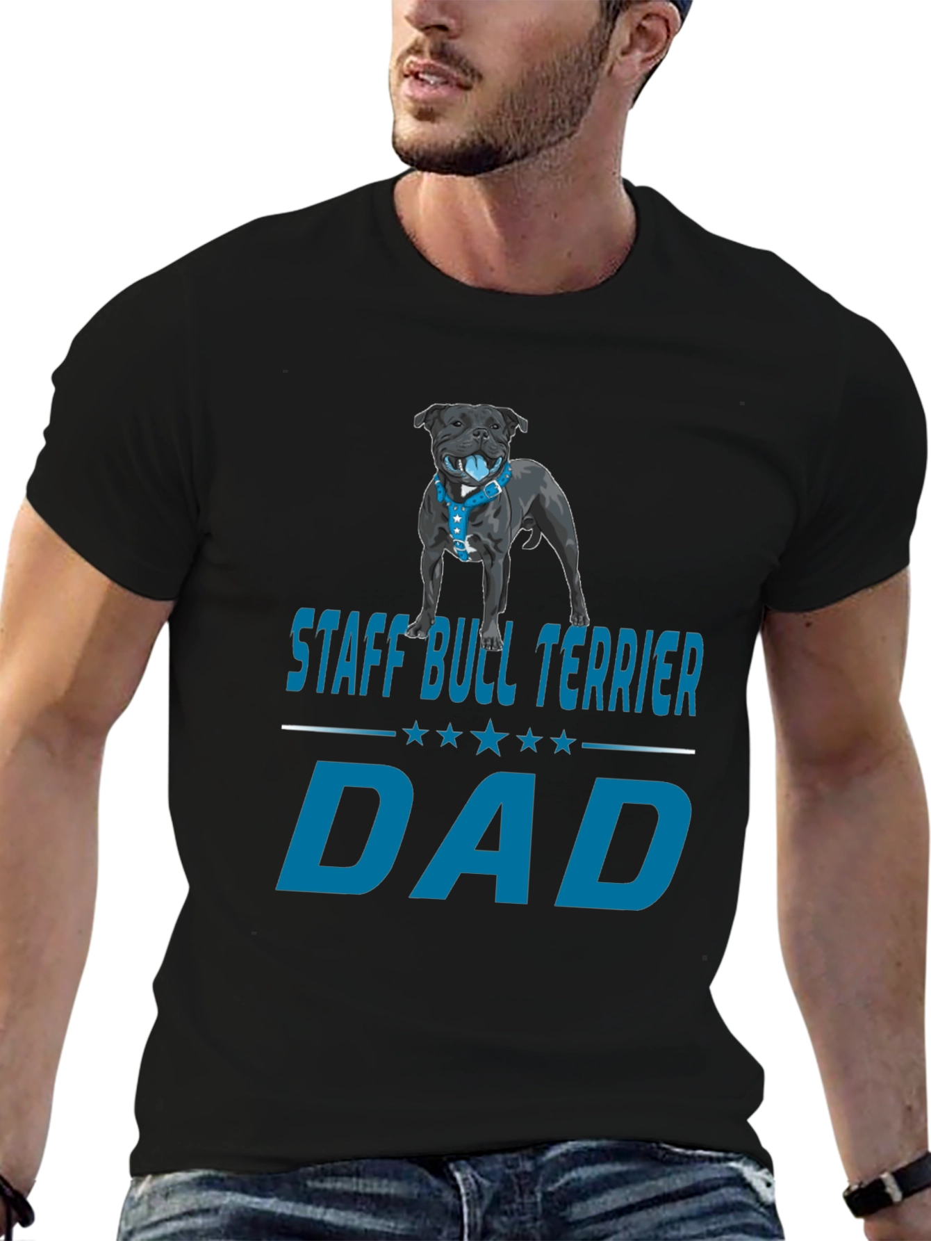Staff Bull Terrier Dad Graphic T-Shirt