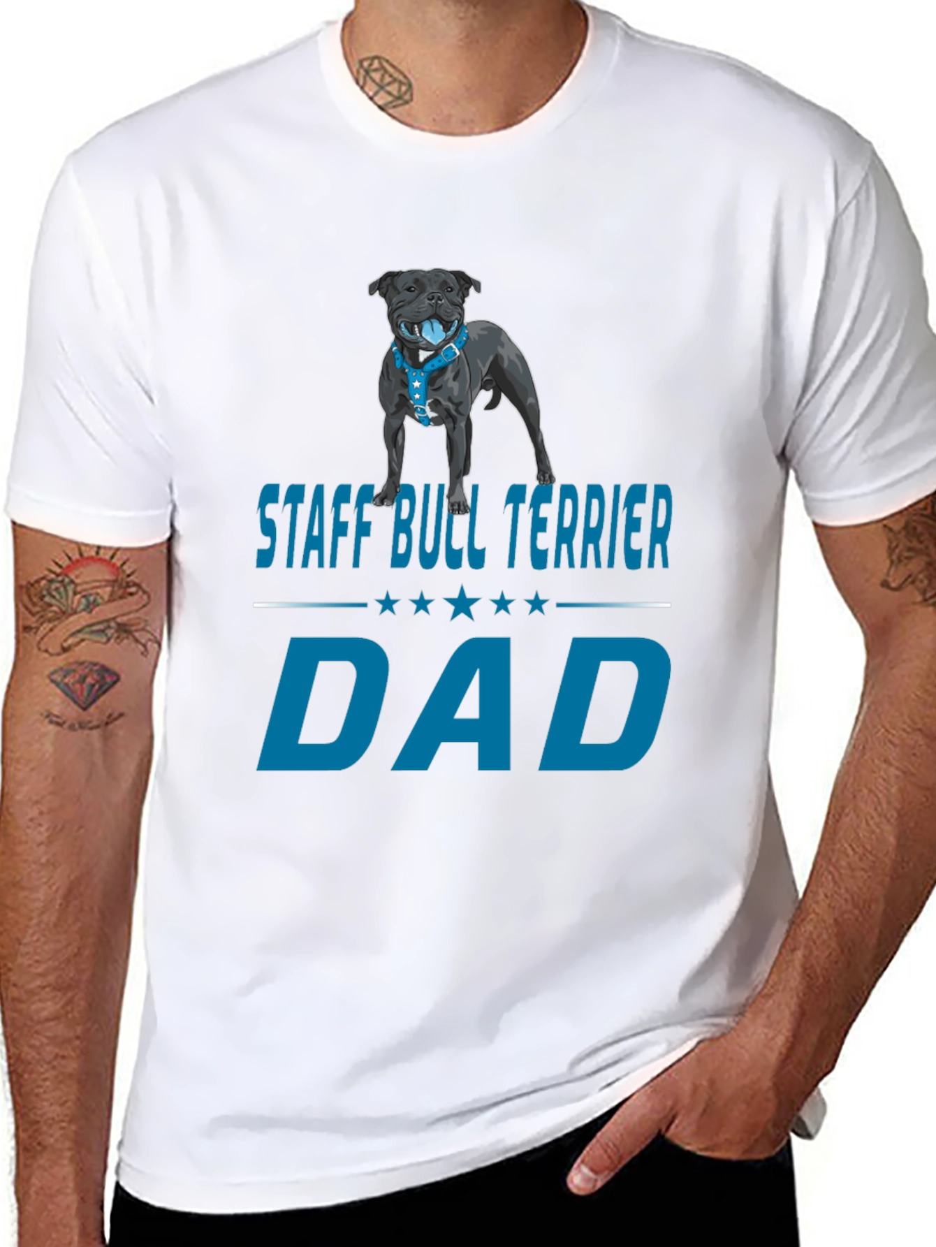 Staff Bull Terrier Dad Graphic T-Shirt