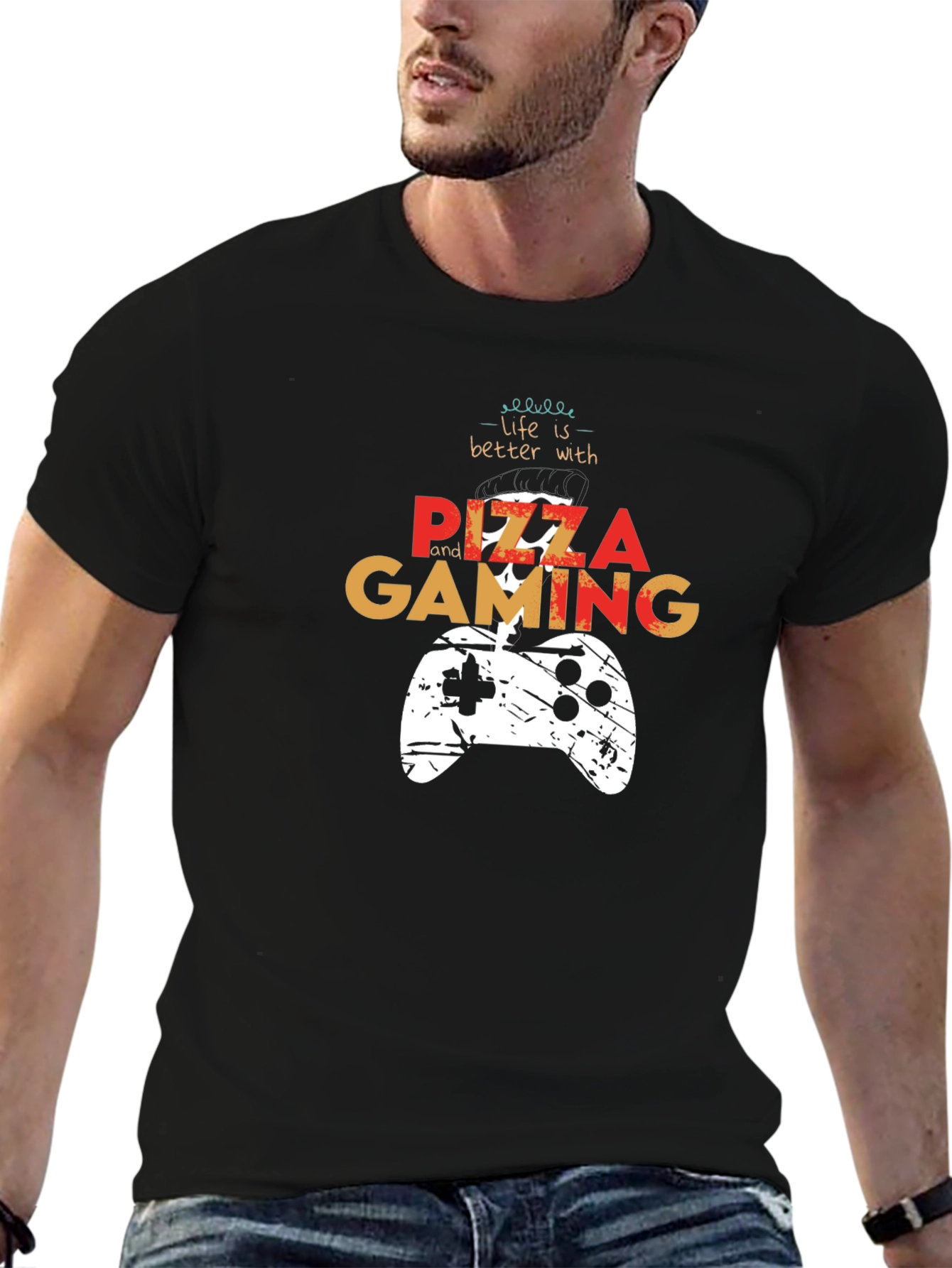 Pizza & Gaming T-Shirt - Gamer Style