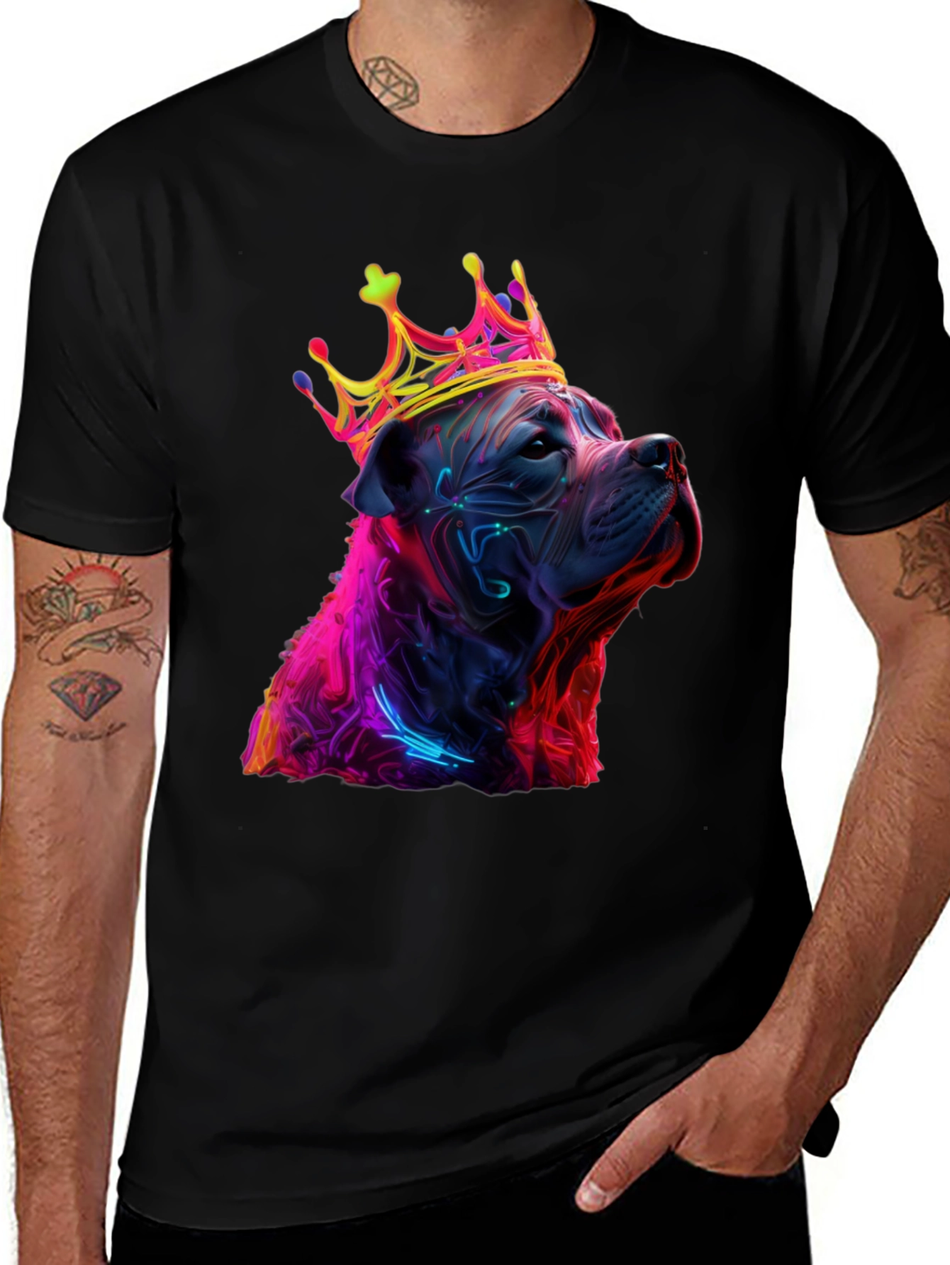 King Dog Graphic Tee - Neon Crown