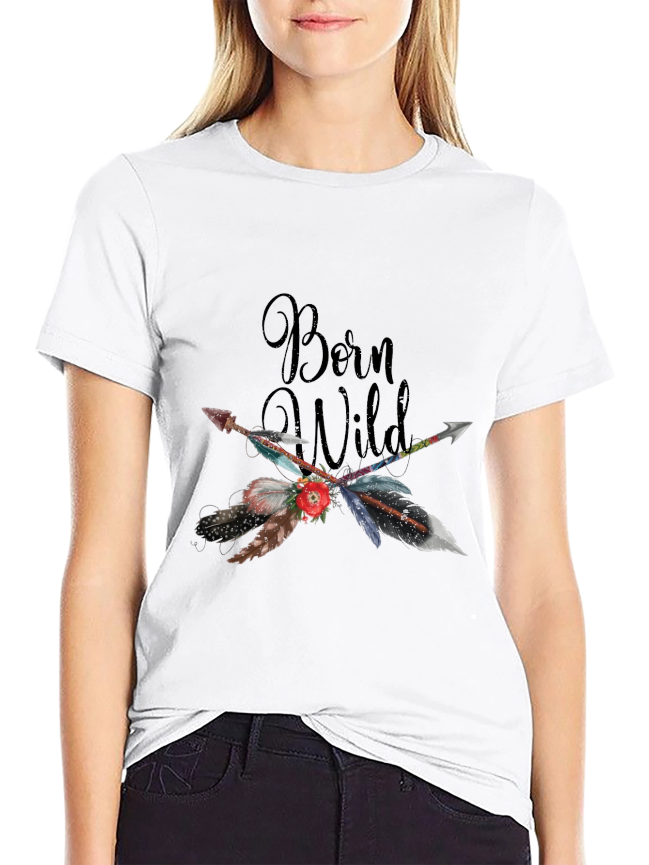 Born Wild Feather Arrow Graphic T-Shirt
