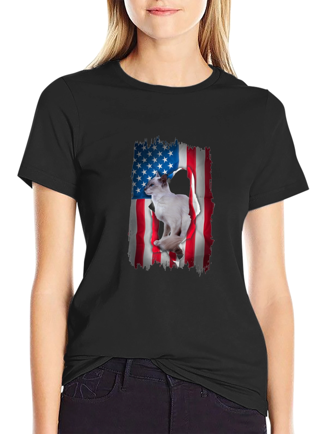 American Flag Cat T-Shirt