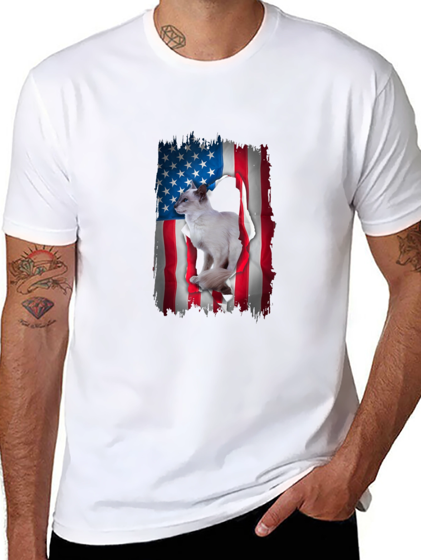 American Flag Cat T-Shirt