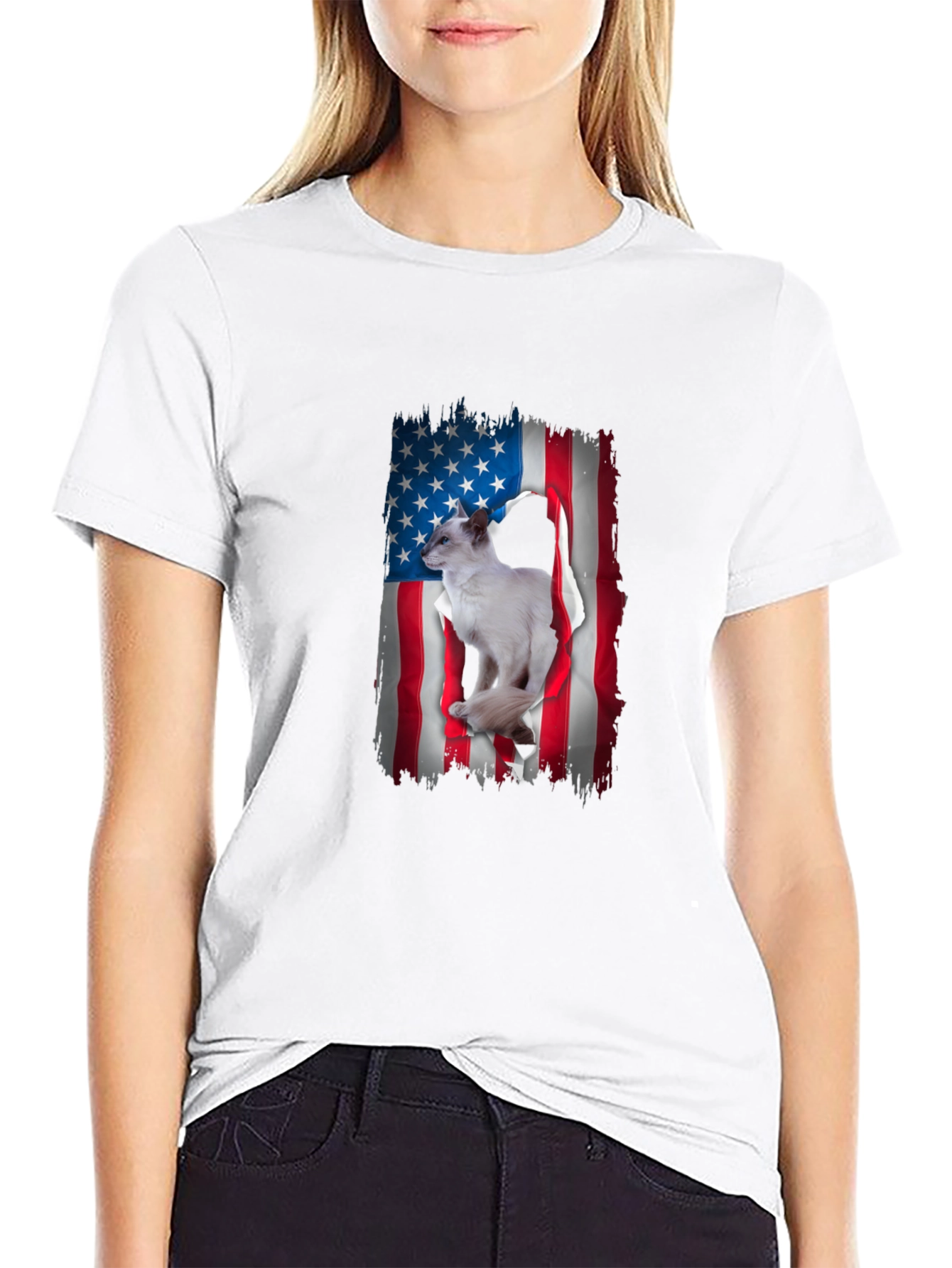 American Flag Cat T-Shirt