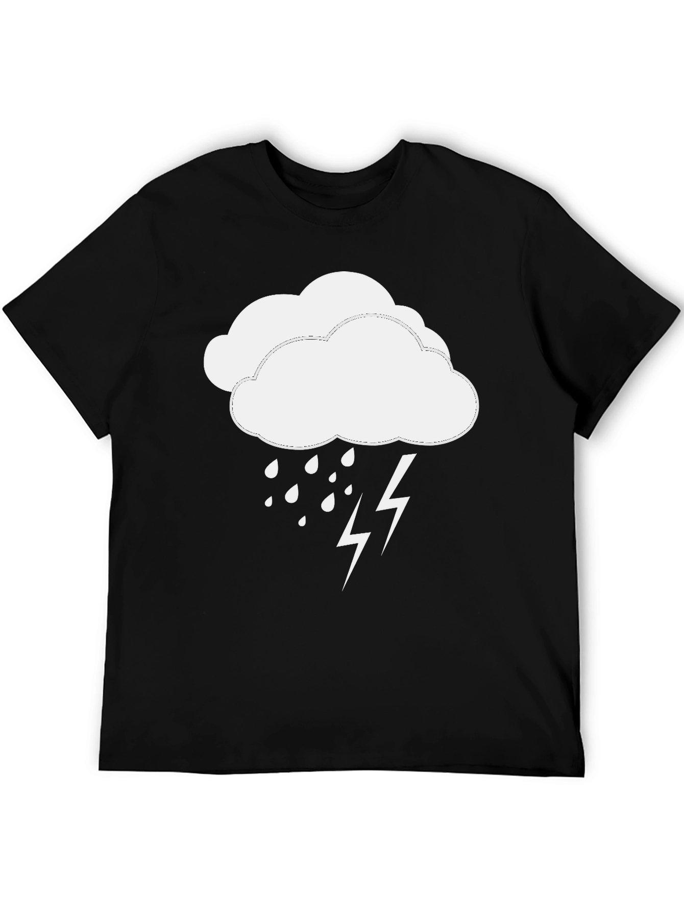 Rain Cloud & Lightning Bolt Black T-Shirt