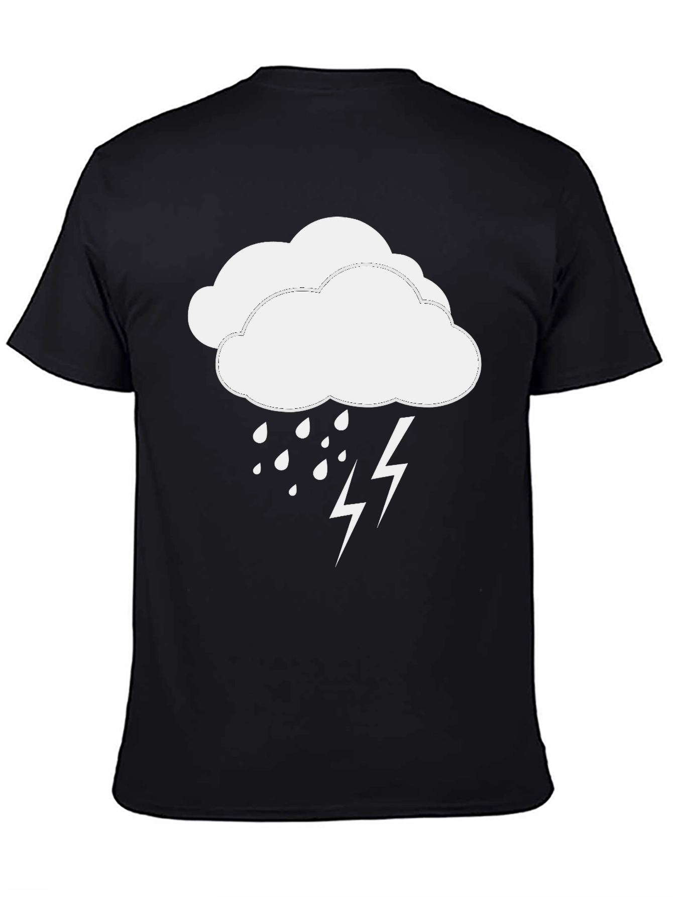 Rain Cloud & Lightning Bolt Black T-Shirt