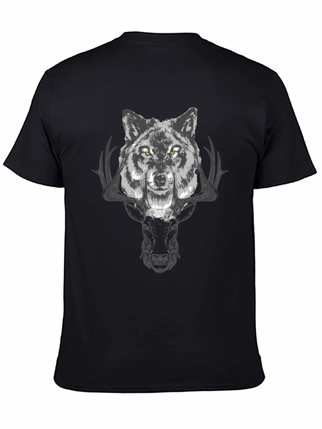 Wolf & Deer Graphic Tee - Black T-Shirt