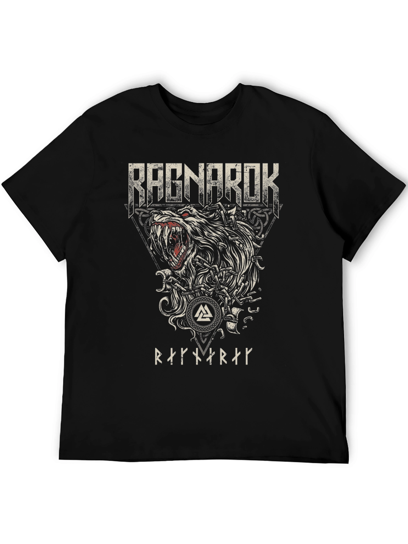 Ragnarok Wolf Graphic Tee - Norse Viking Style