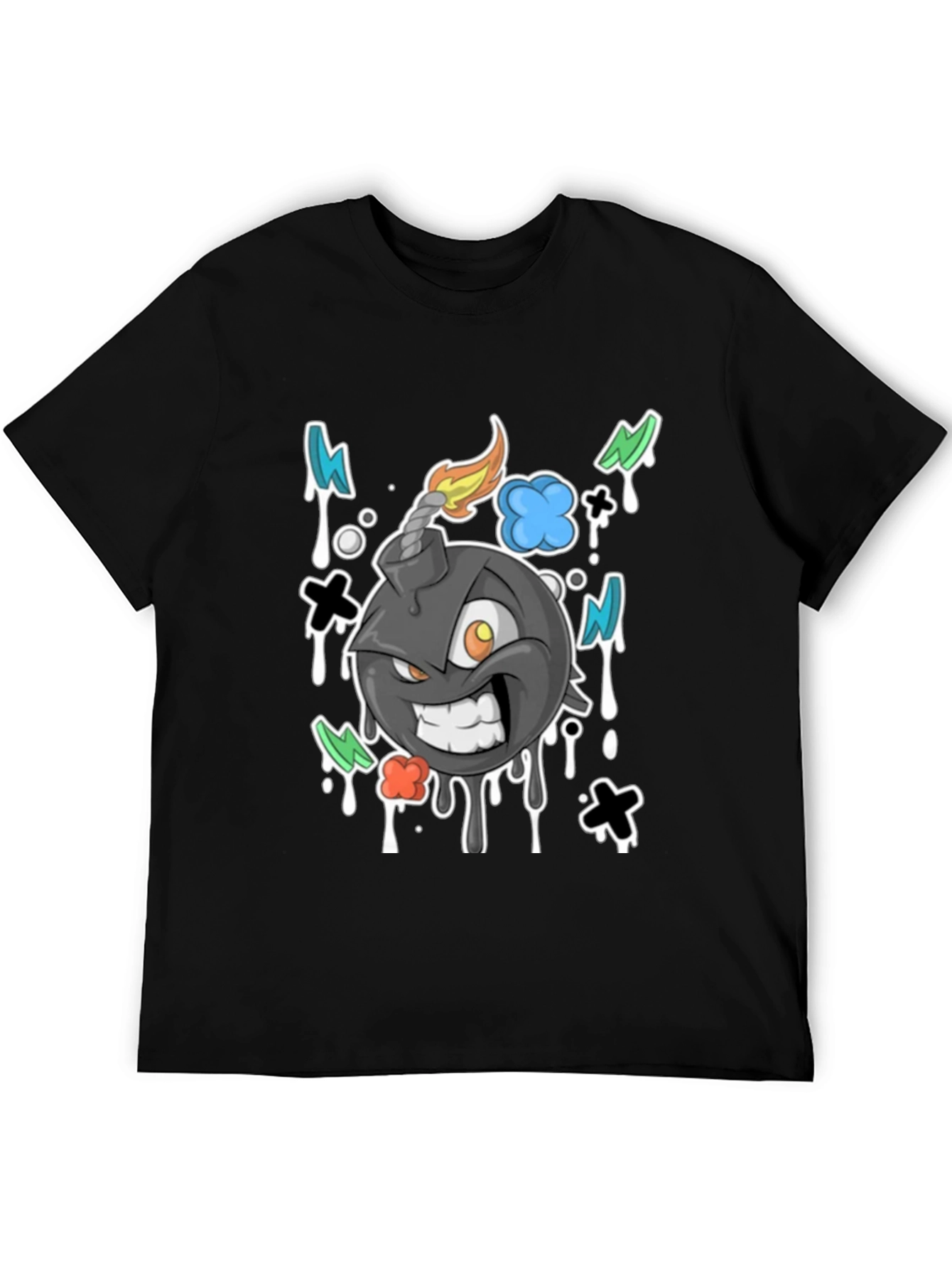 Cartoon Bomb Graphic Tee - Black