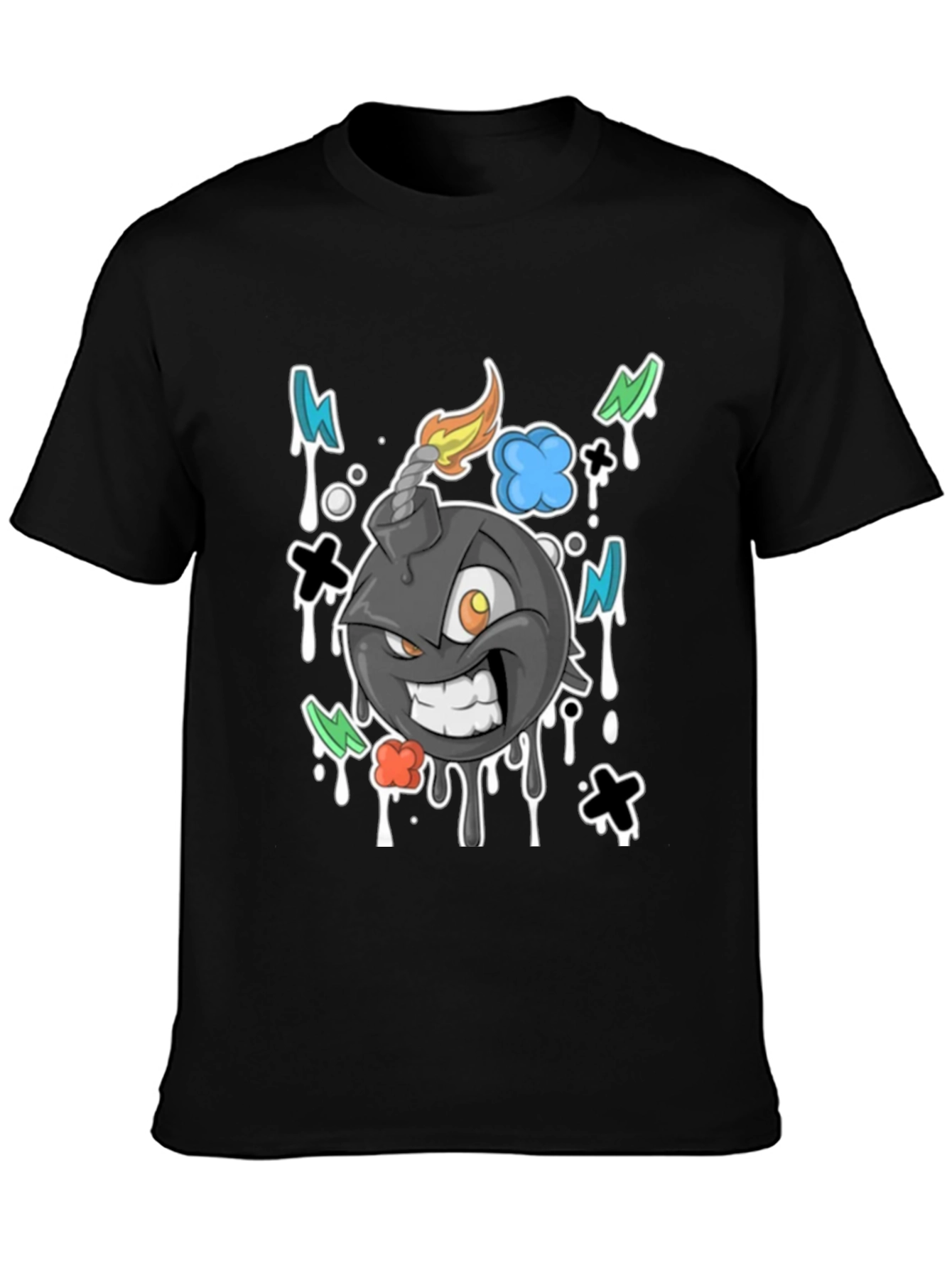 Cartoon Bomb Graphic Tee - Black