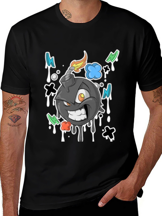 Cartoon Bomb Graphic Tee - Black