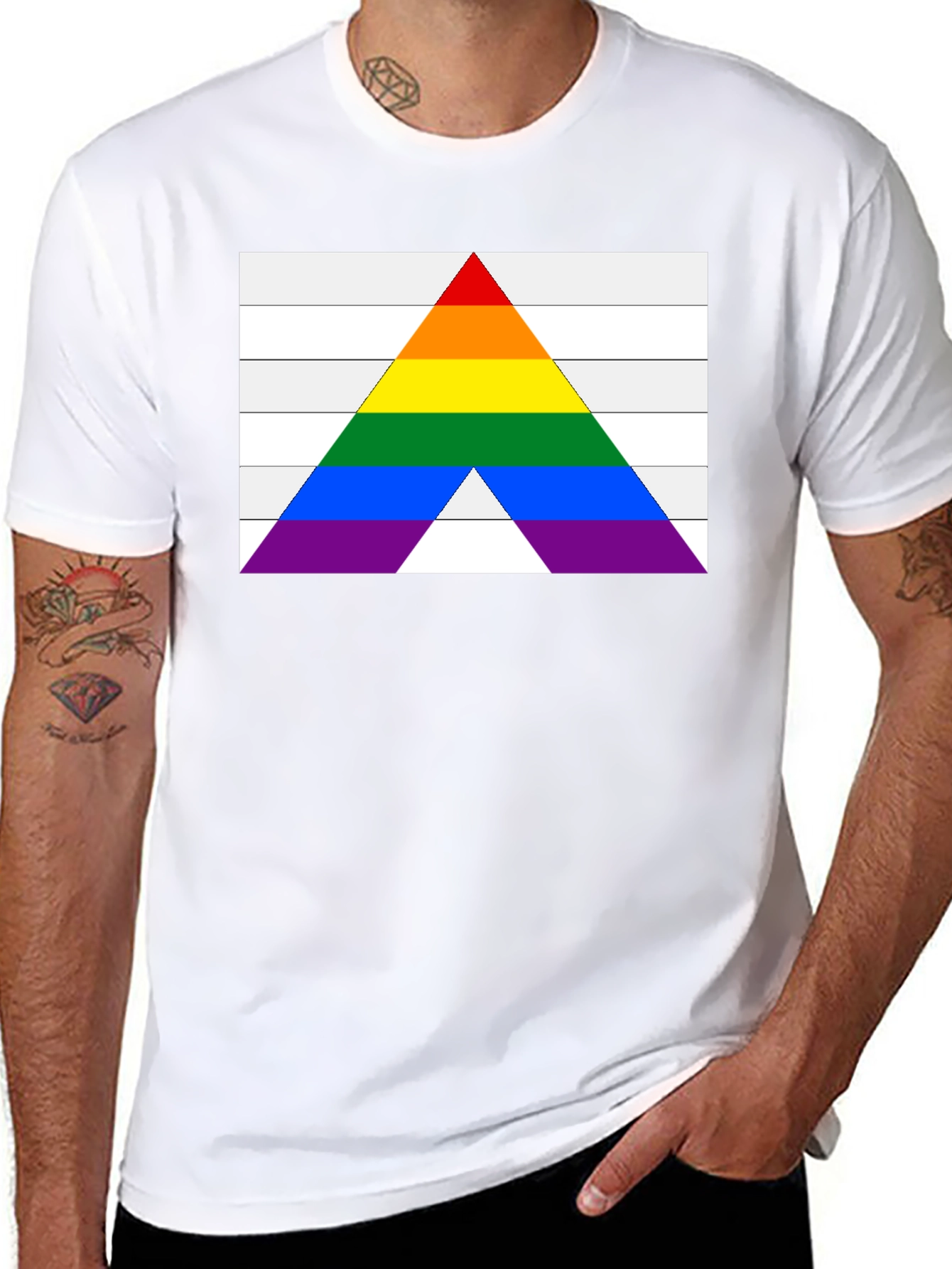 Pride Flag Arrow T-Shirt - Black Cotton Blend