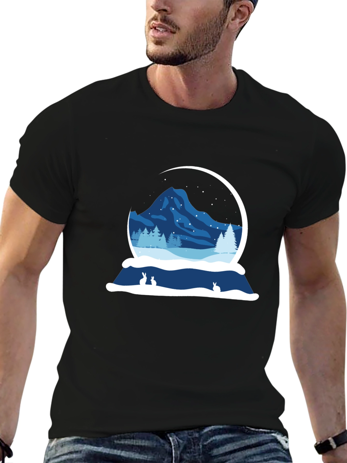 Winter Snow Globe Graphic Tee - Black