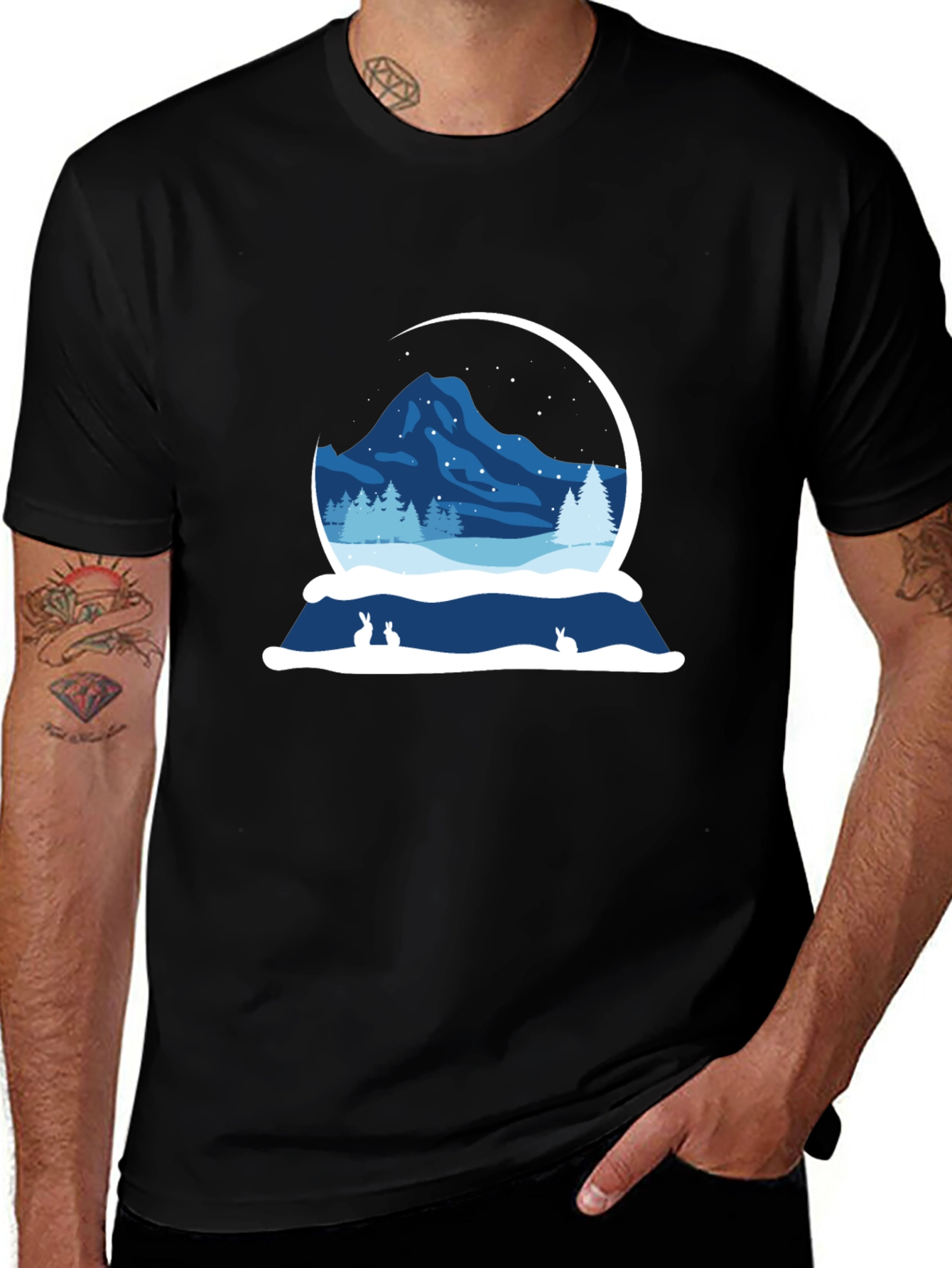 Winter Snow Globe Graphic Tee - Black