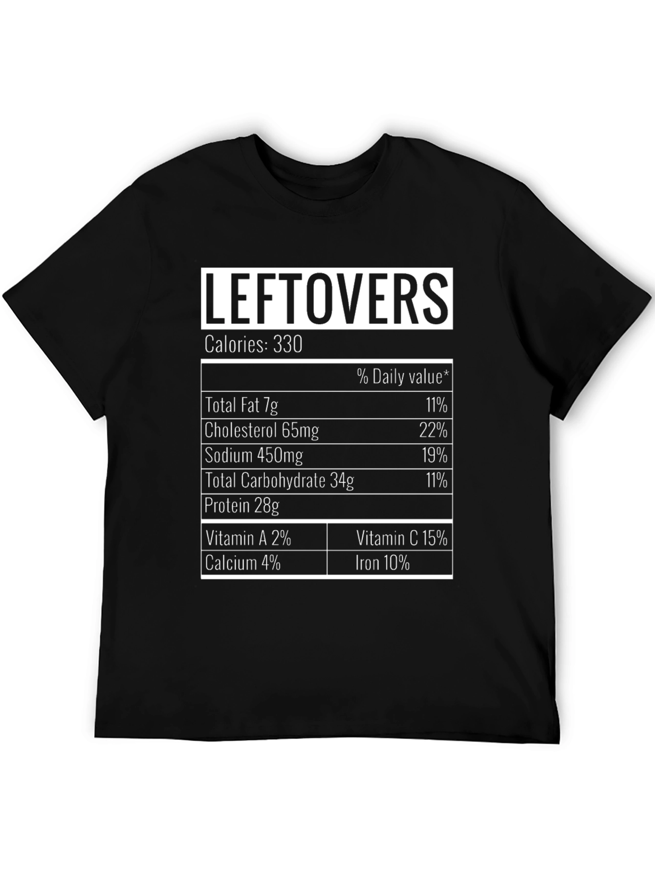 Leftovers Nutrition Facts Black T-Shirt
