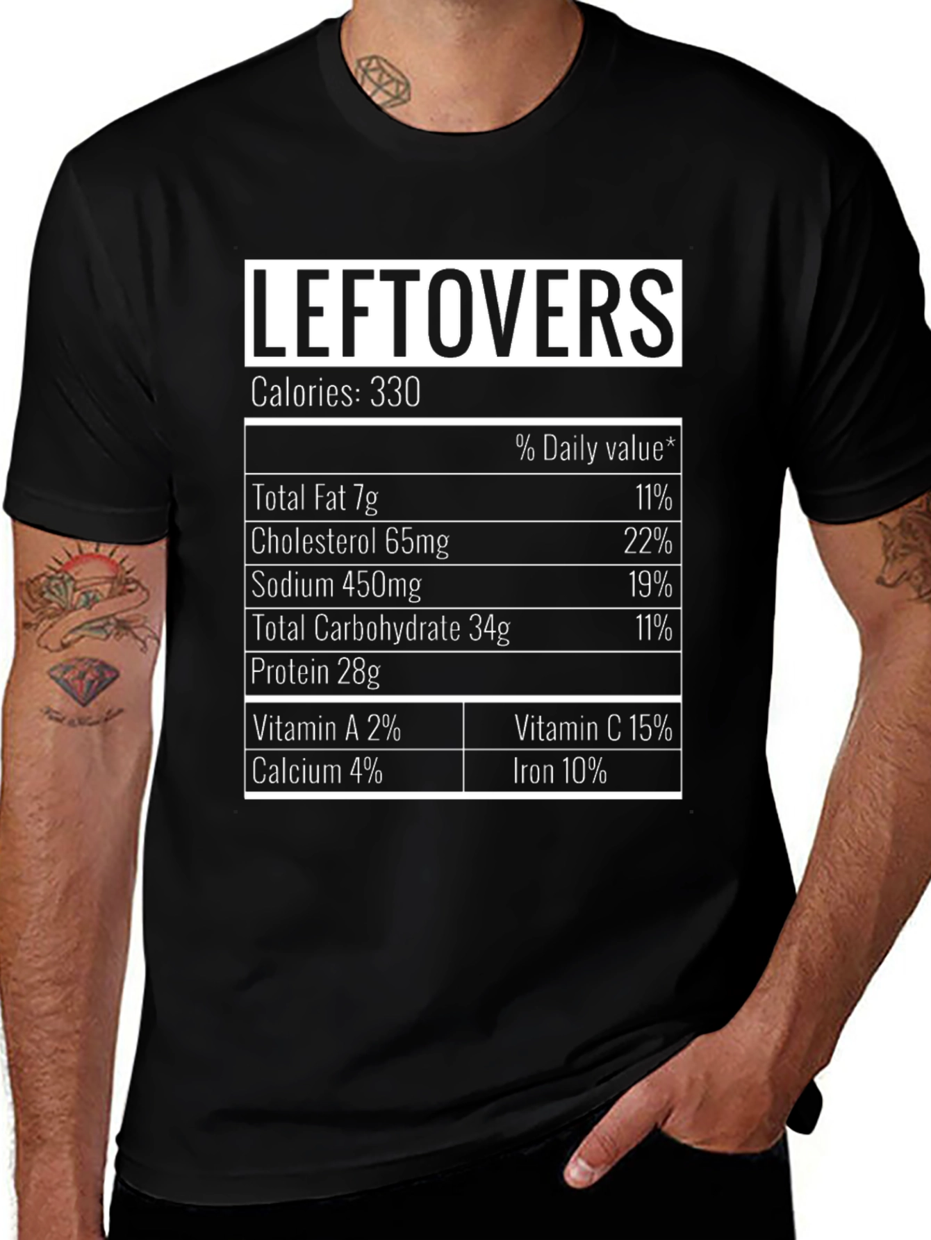 Leftovers Nutrition Facts Black T-Shirt