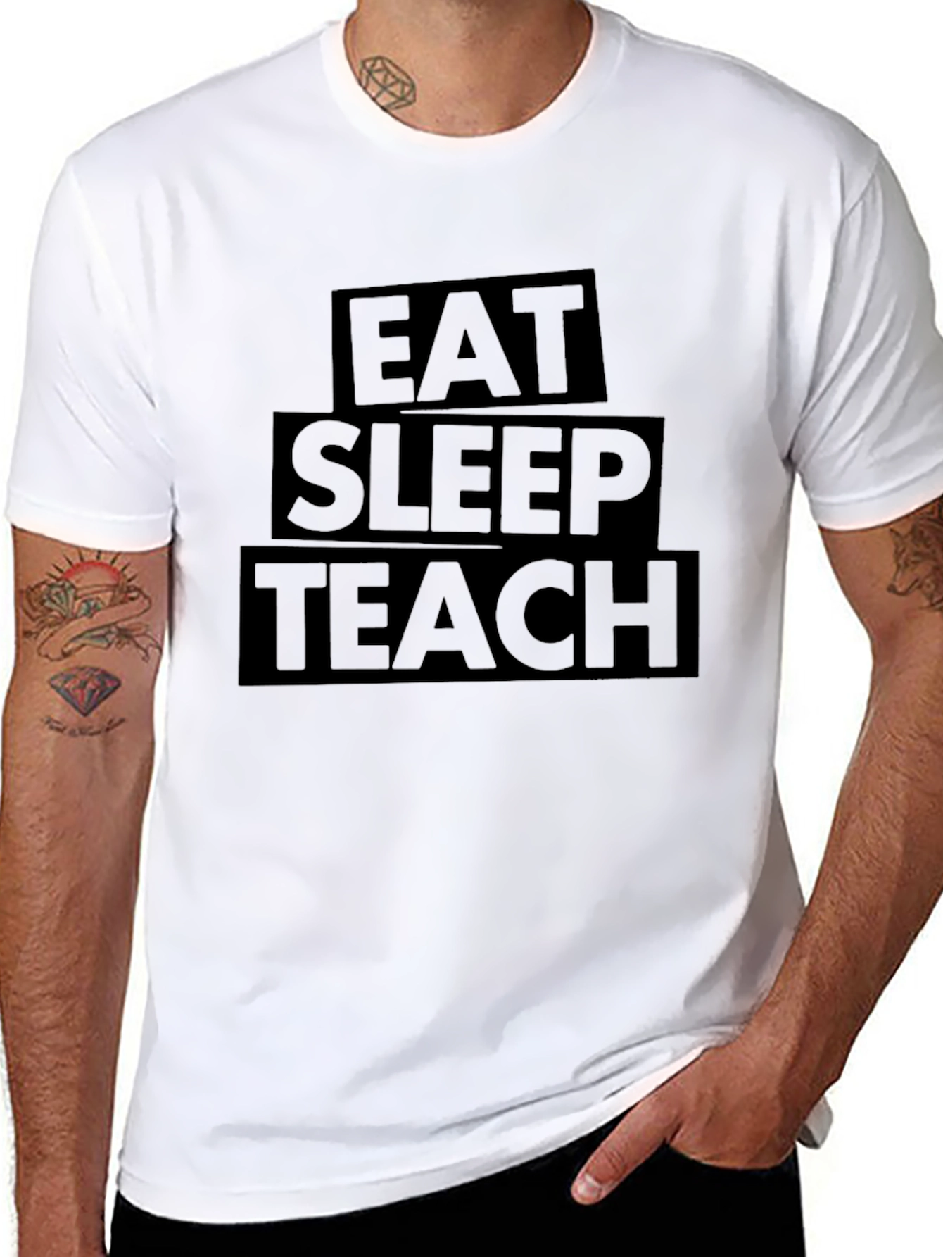 Eat Sleep Teach Black T-Shirt - Teacher Life
