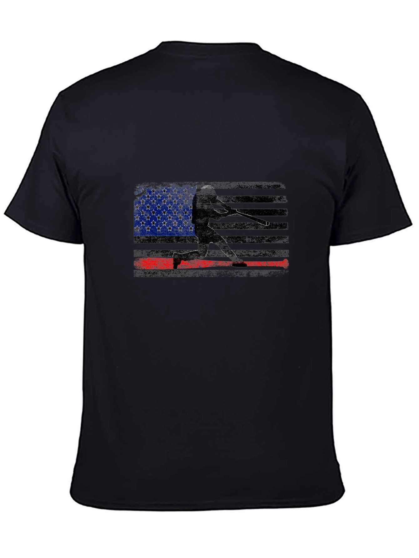 USA Flag Baseball Graphic Tee - Black