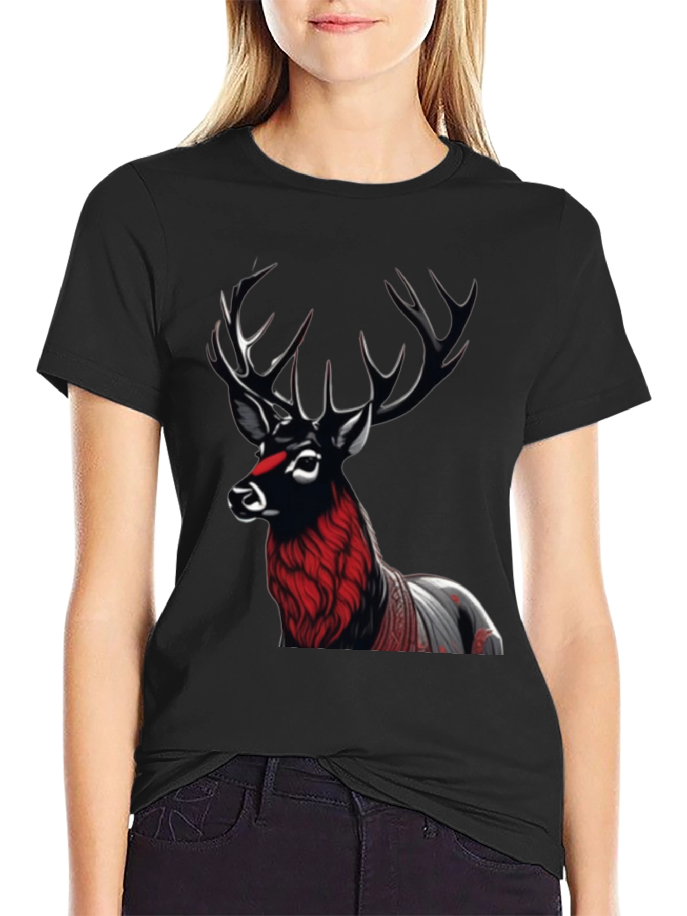 Black Deer Graphic Tee - Unique Design