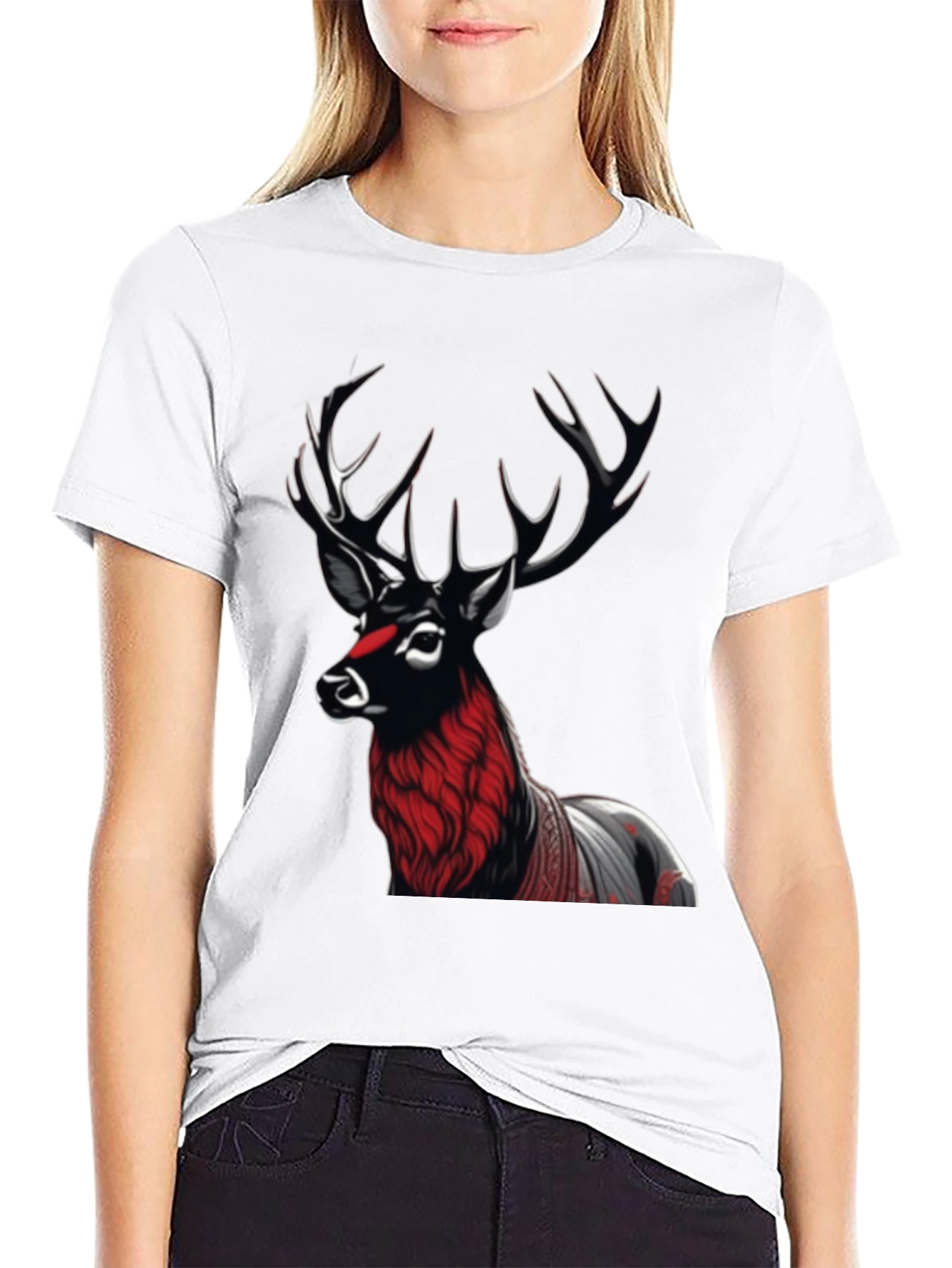 Black Deer Graphic Tee - Unique Design