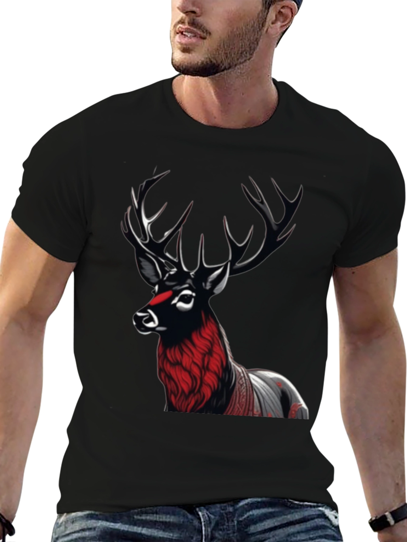Black Deer Graphic Tee - Unique Design