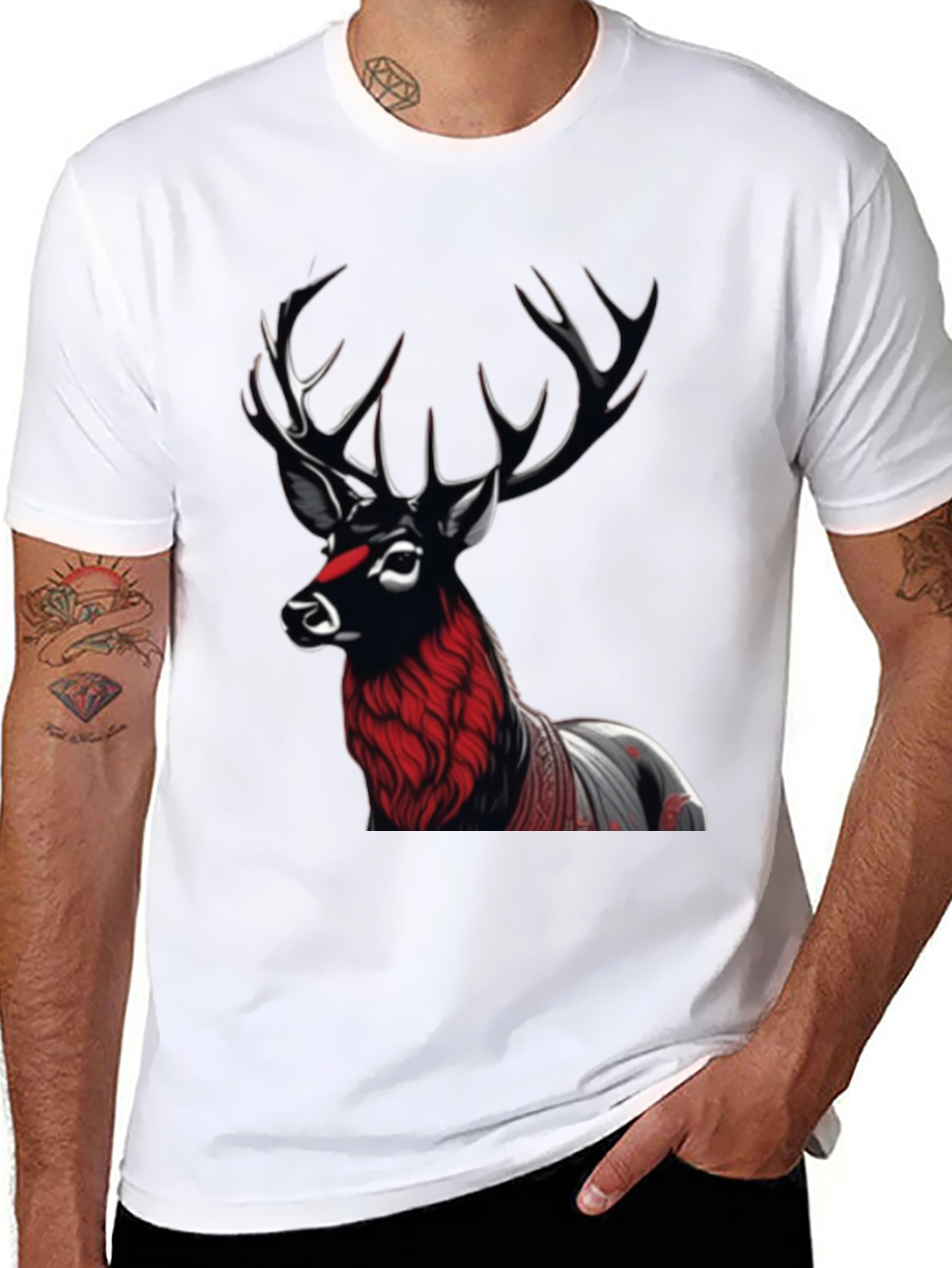 Black Deer Graphic Tee - Unique Design