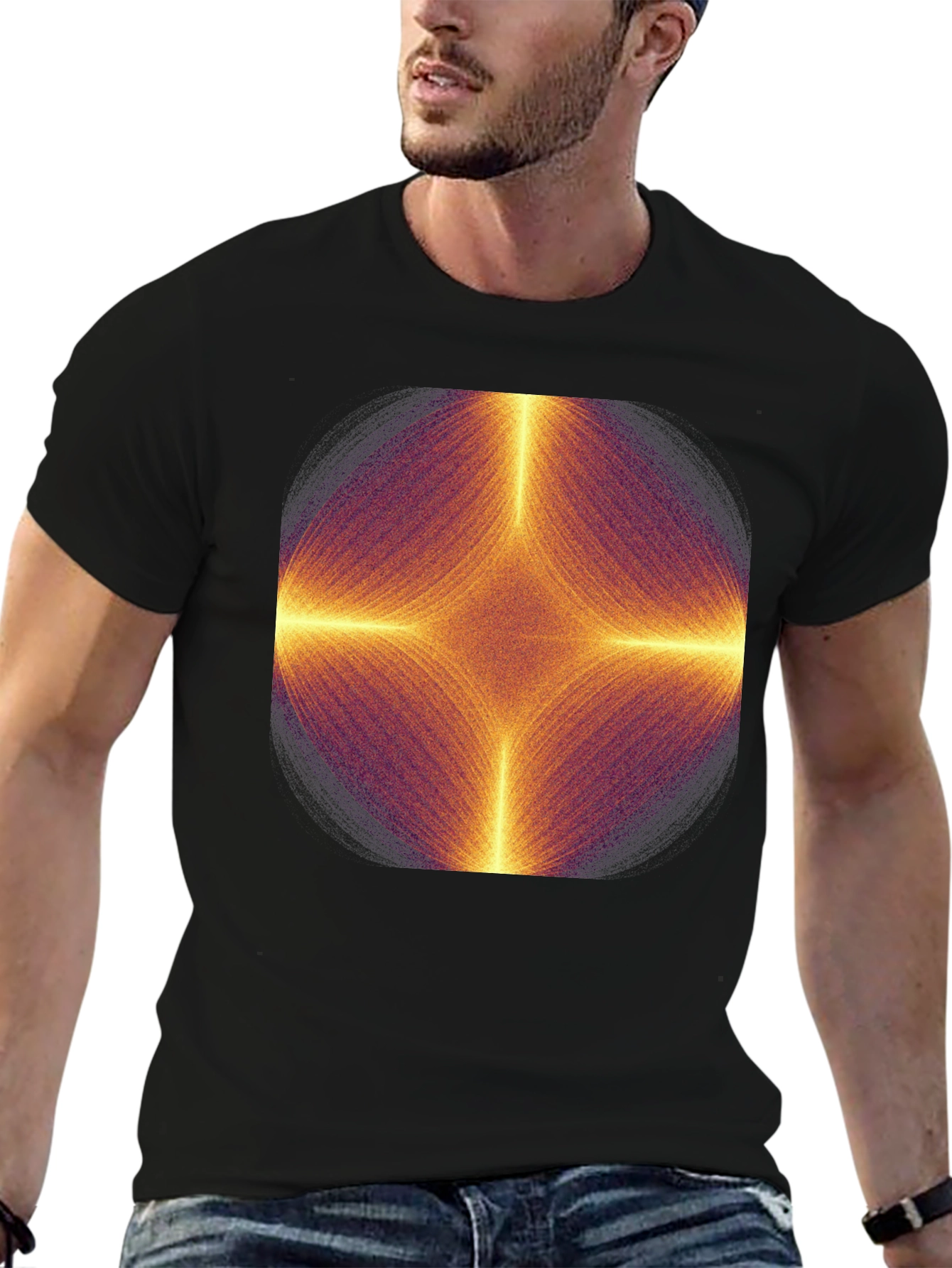 Geometric Mandala Mens Black T-Shirt
