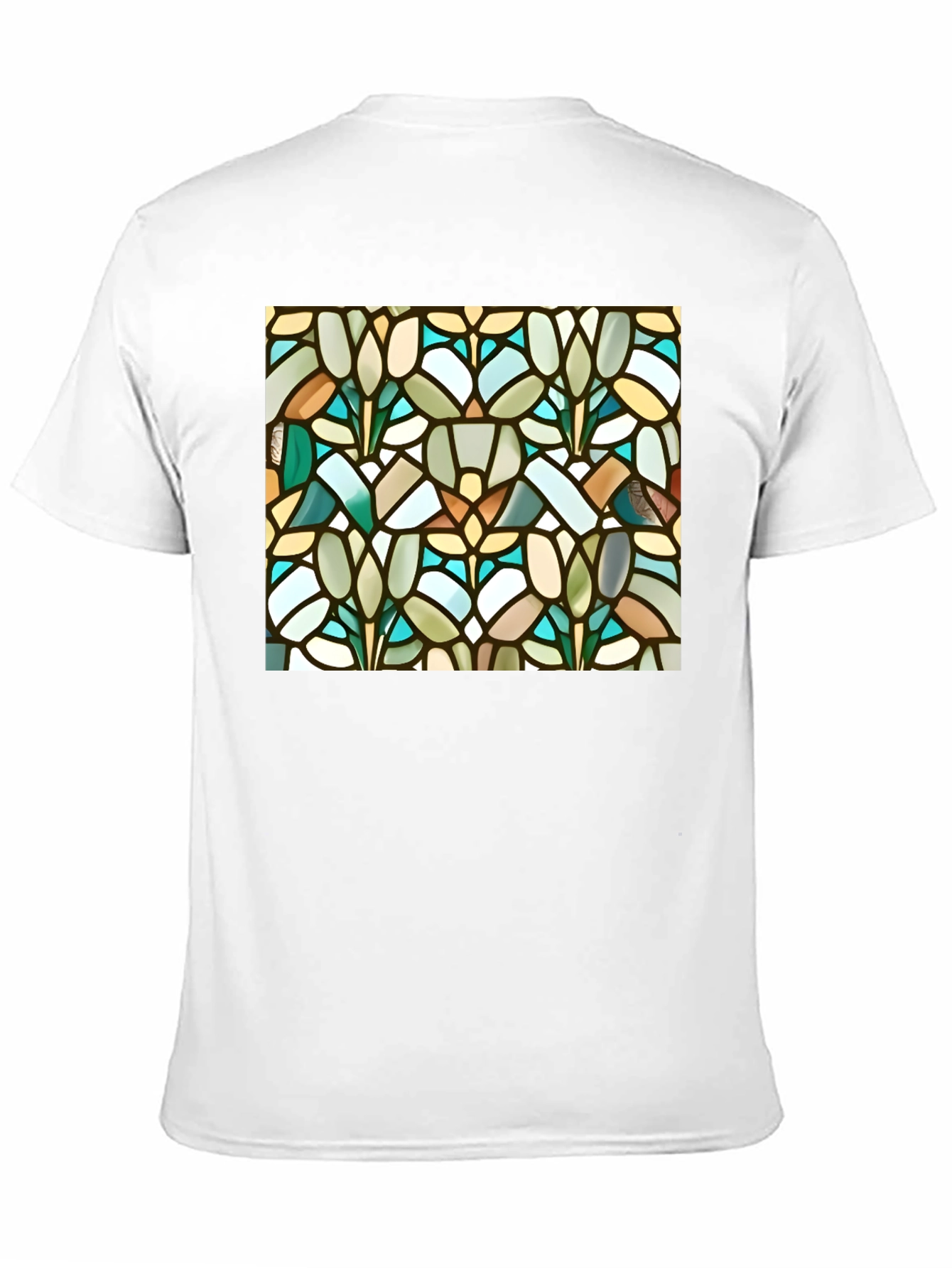 Stained Glass Floral Pattern Black Tee