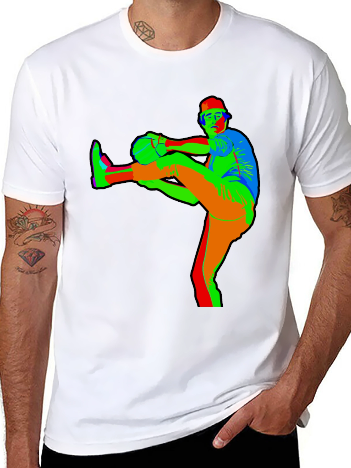 Retro Style Baseball Player Graphic Tee