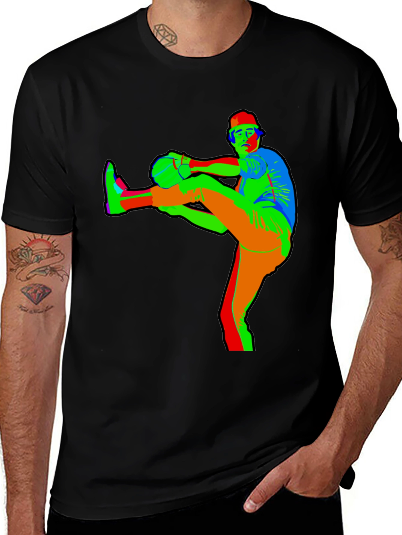 Retro Style Baseball Player Graphic Tee