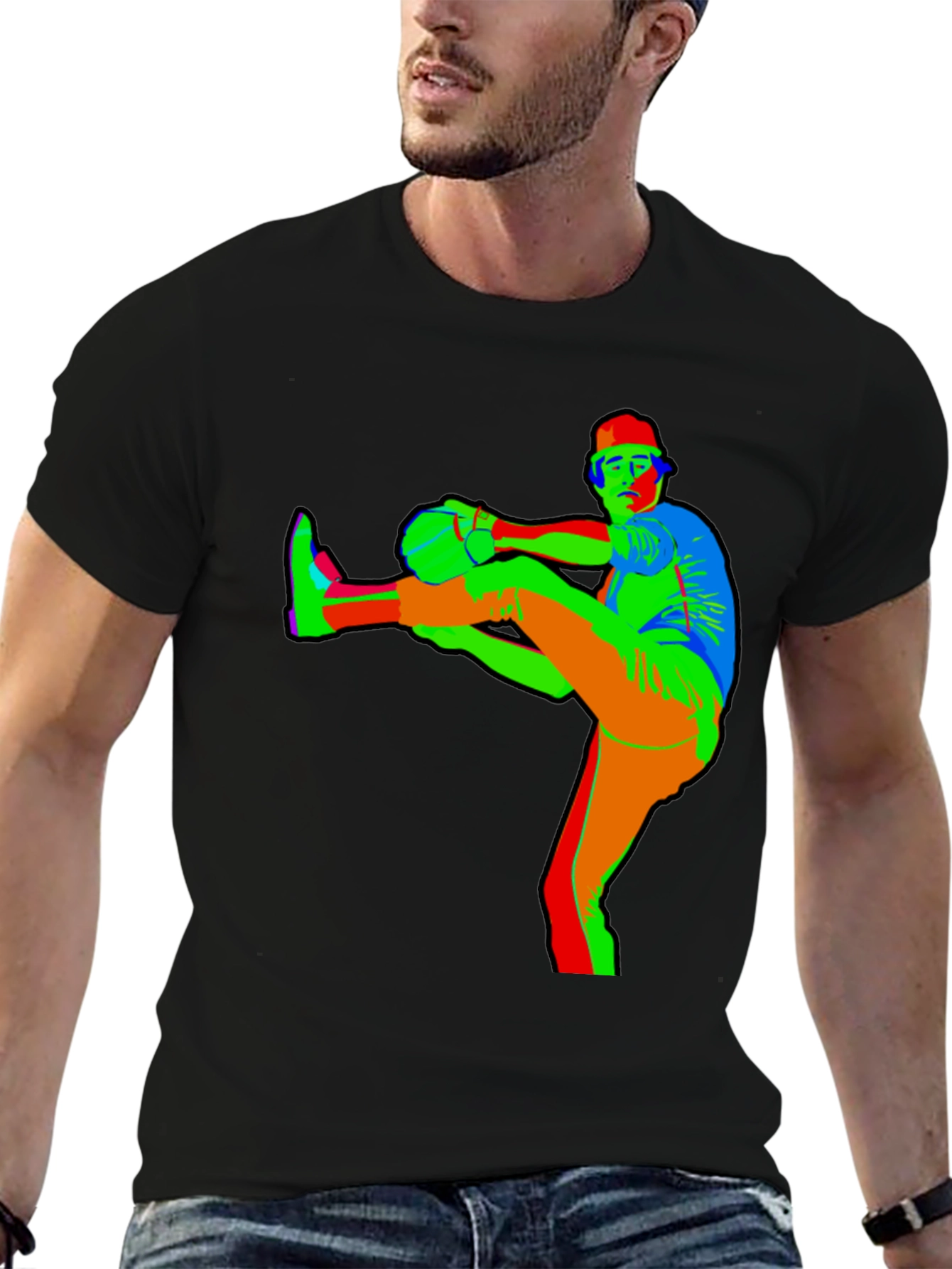 Retro Style Baseball Player Graphic Tee