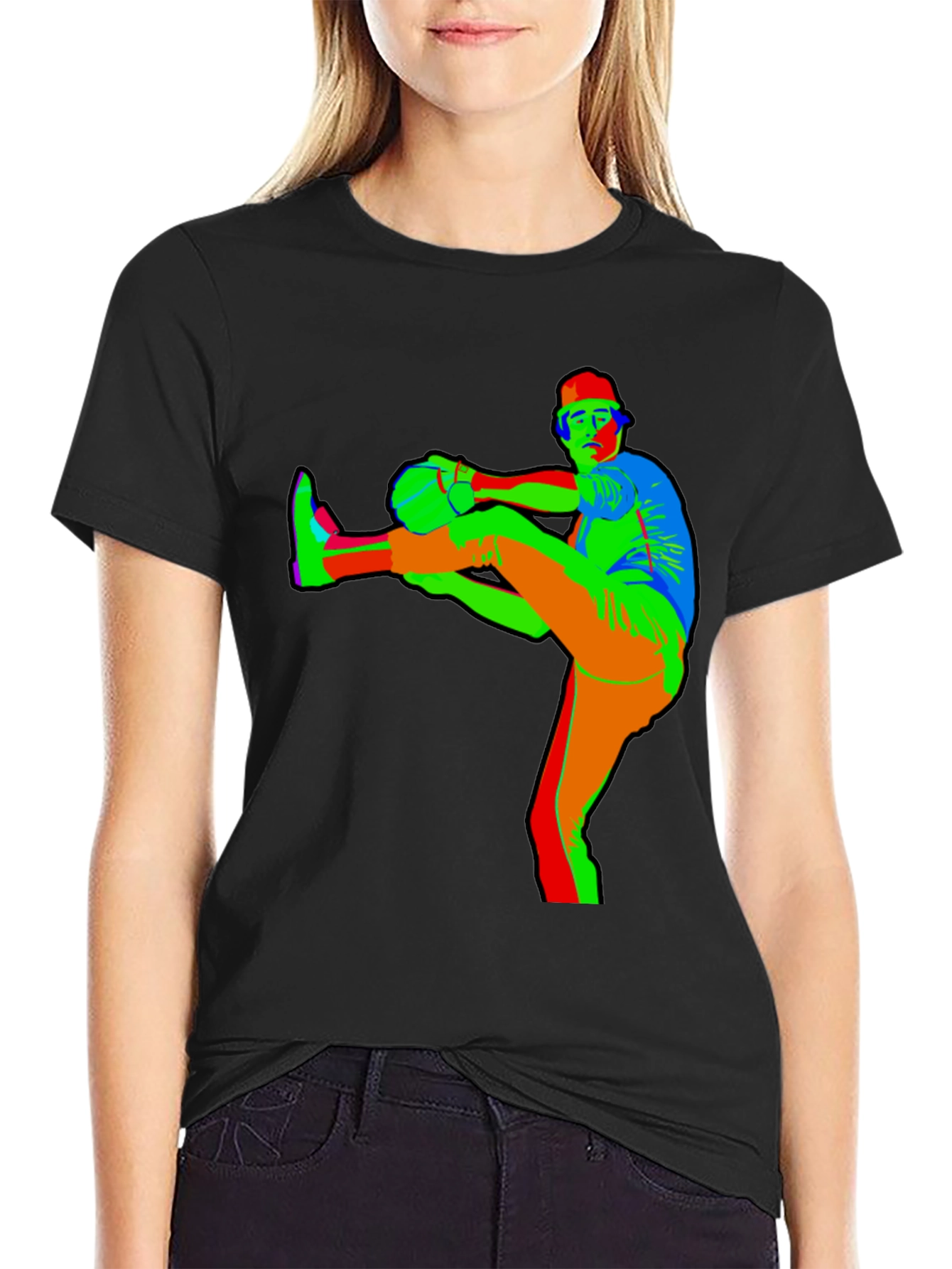 Retro Style Baseball Player Graphic Tee