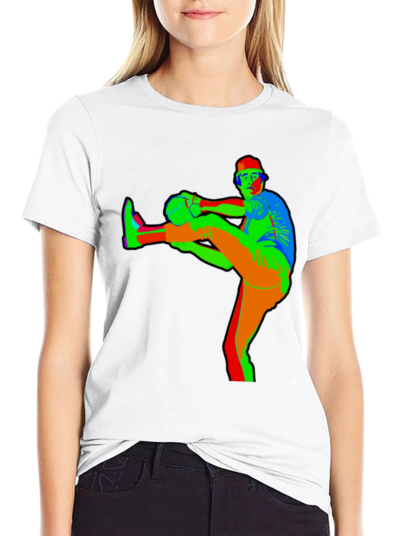 Retro Style Baseball Player Graphic Tee