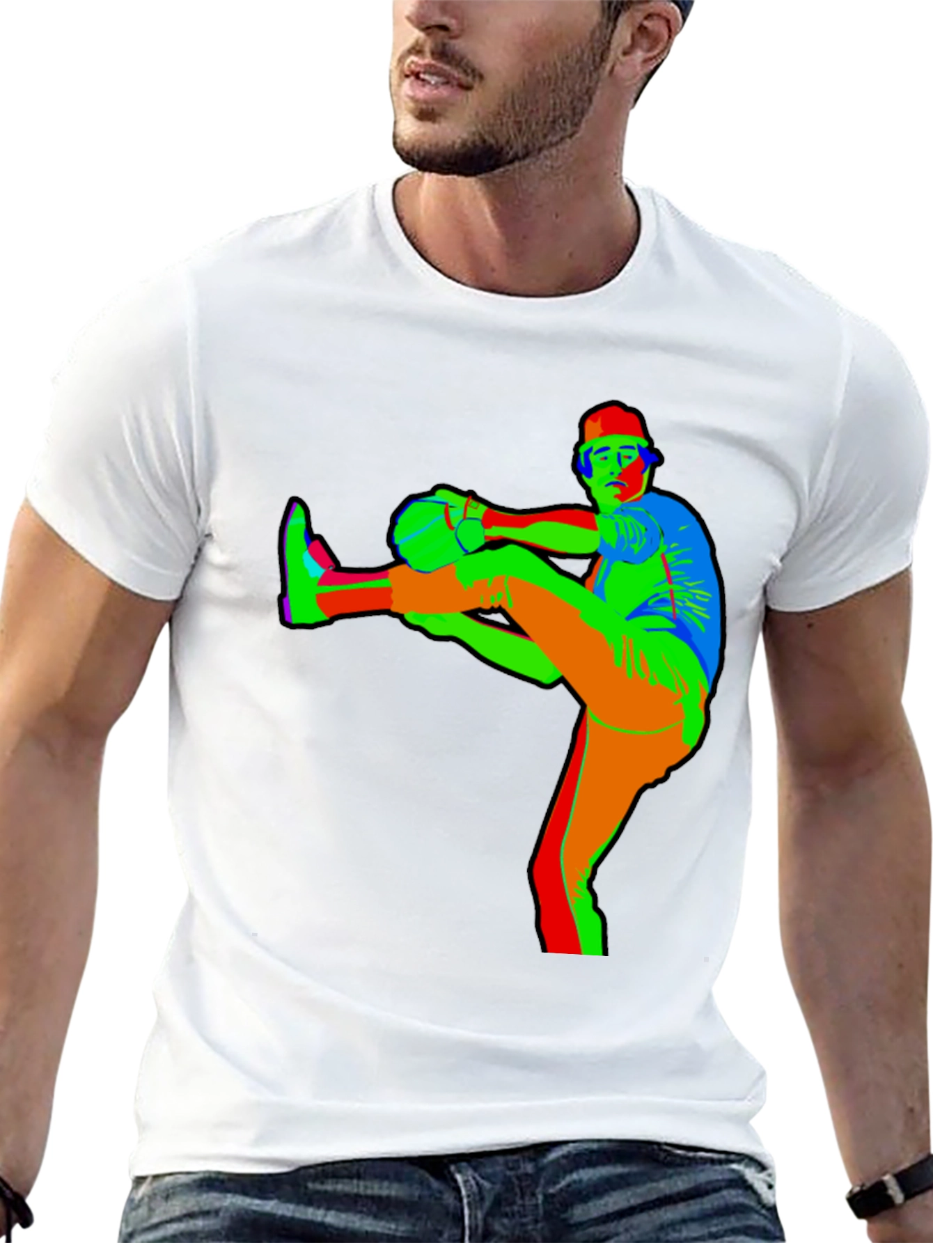 Retro Style Baseball Player Graphic Tee