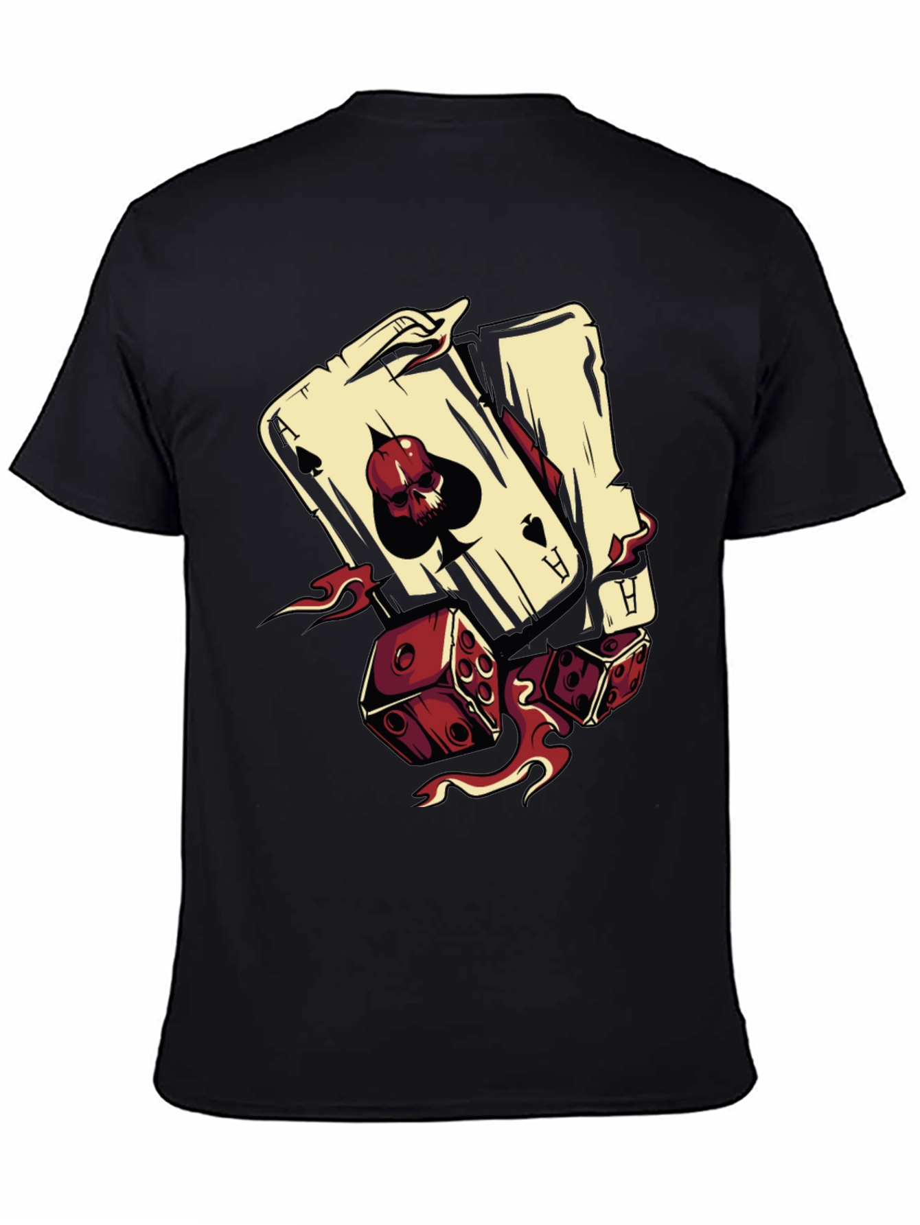 Skull Ace and Dice Graphic T-Shirt