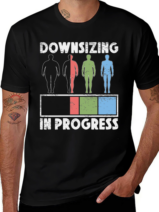 Downsizing in Progress Funny Weight Loss T-Shirt