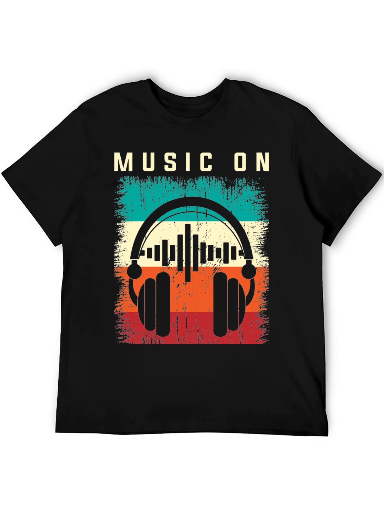 Music On Graphic T-Shirt Retro Style