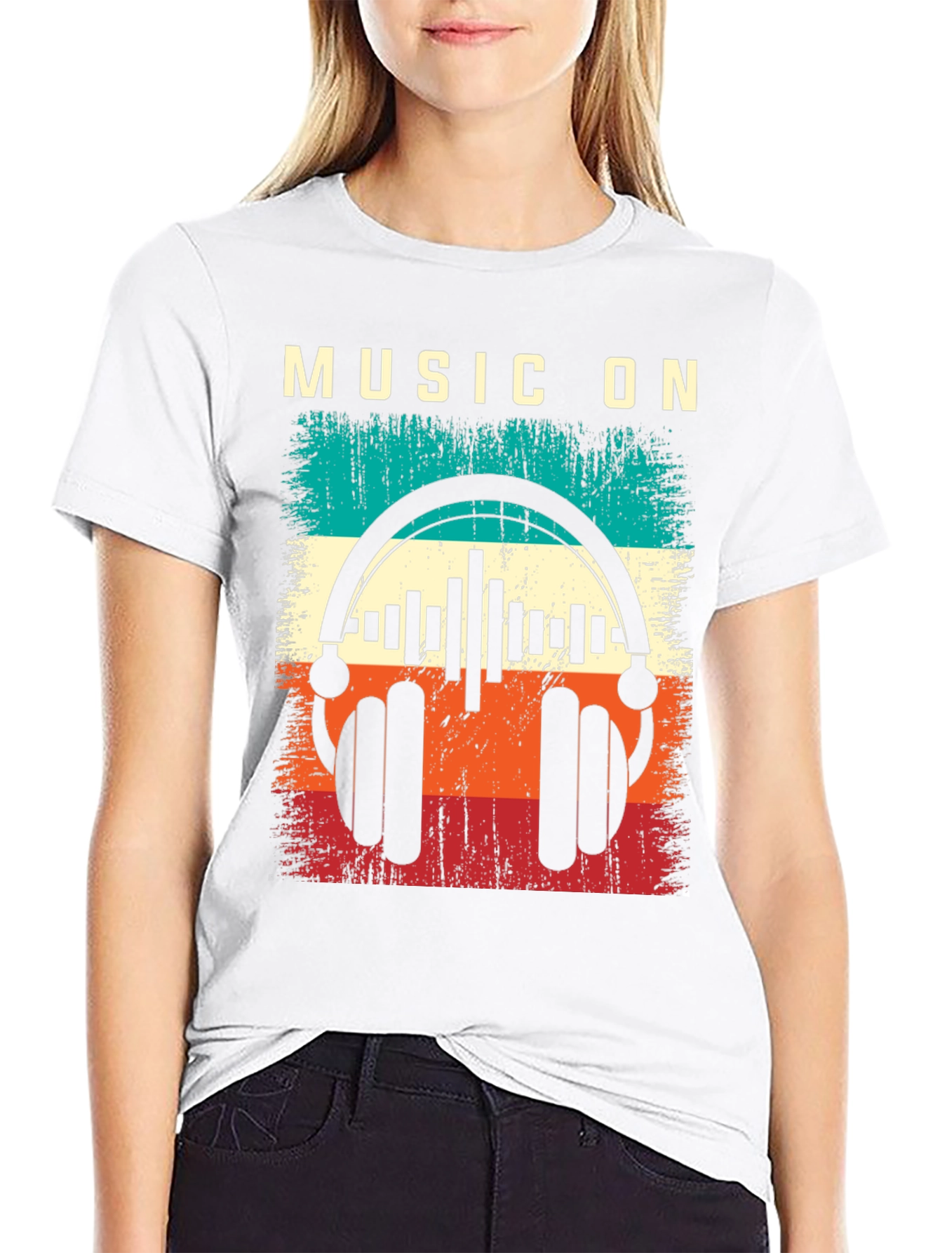 Music On Graphic T-Shirt Retro Style